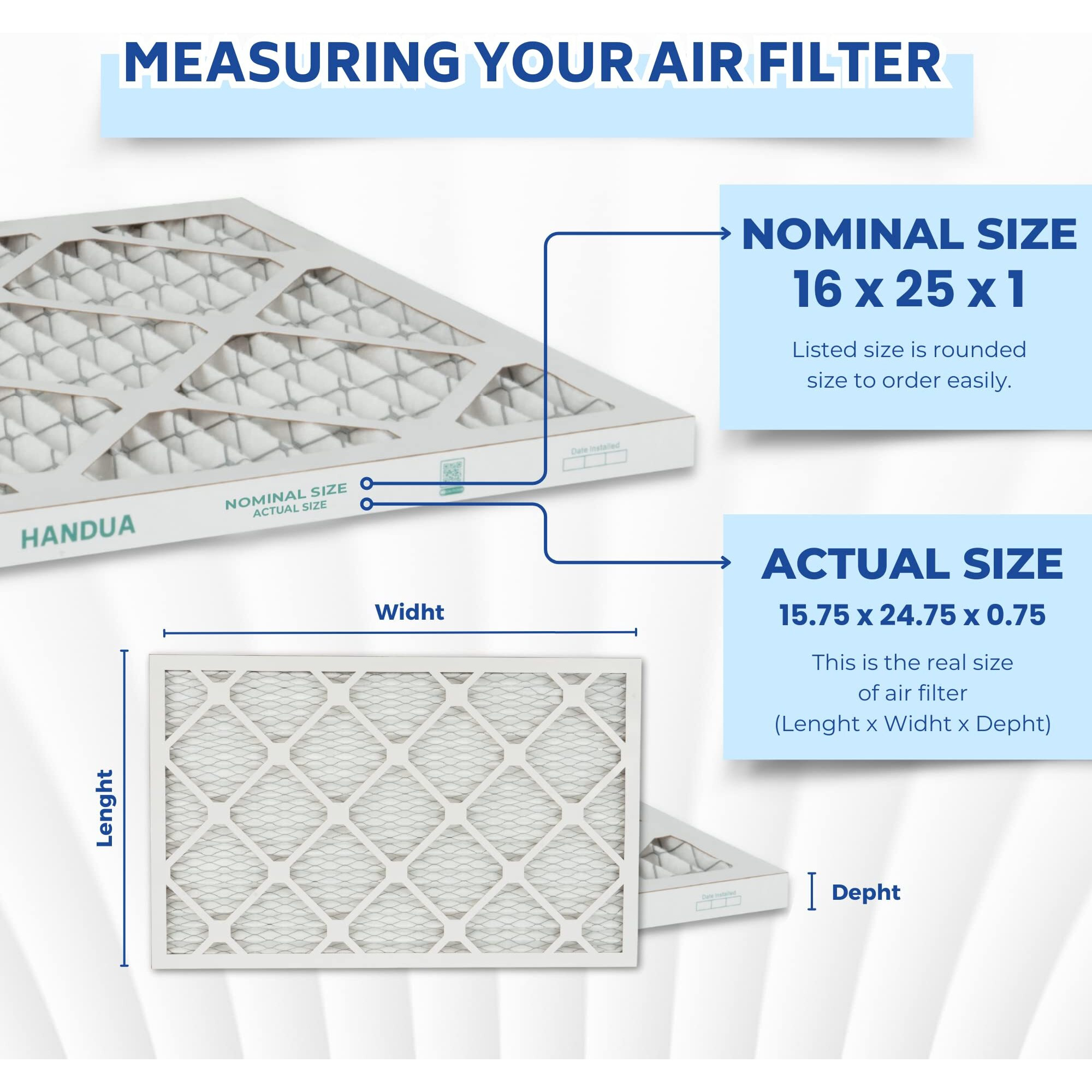 Handua 16X25X1 Air Filter Merv 11  Plated Furnace Ac Air Replacement Filter  4 Pack (Actual Size 15.75"" X 24.75"" X 0.75"")