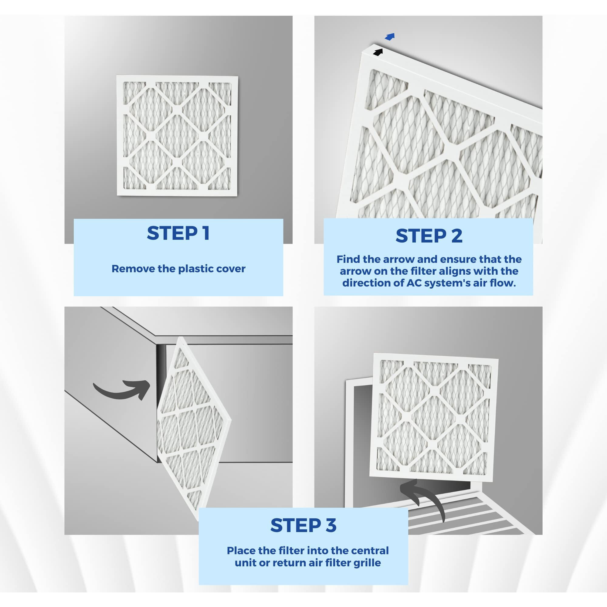 Handua 16X25X1 Air Filter Merv 11  Plated Furnace Ac Air Replacement Filter  4 Pack (Actual Size 15.75"" X 24.75"" X 0.75"")