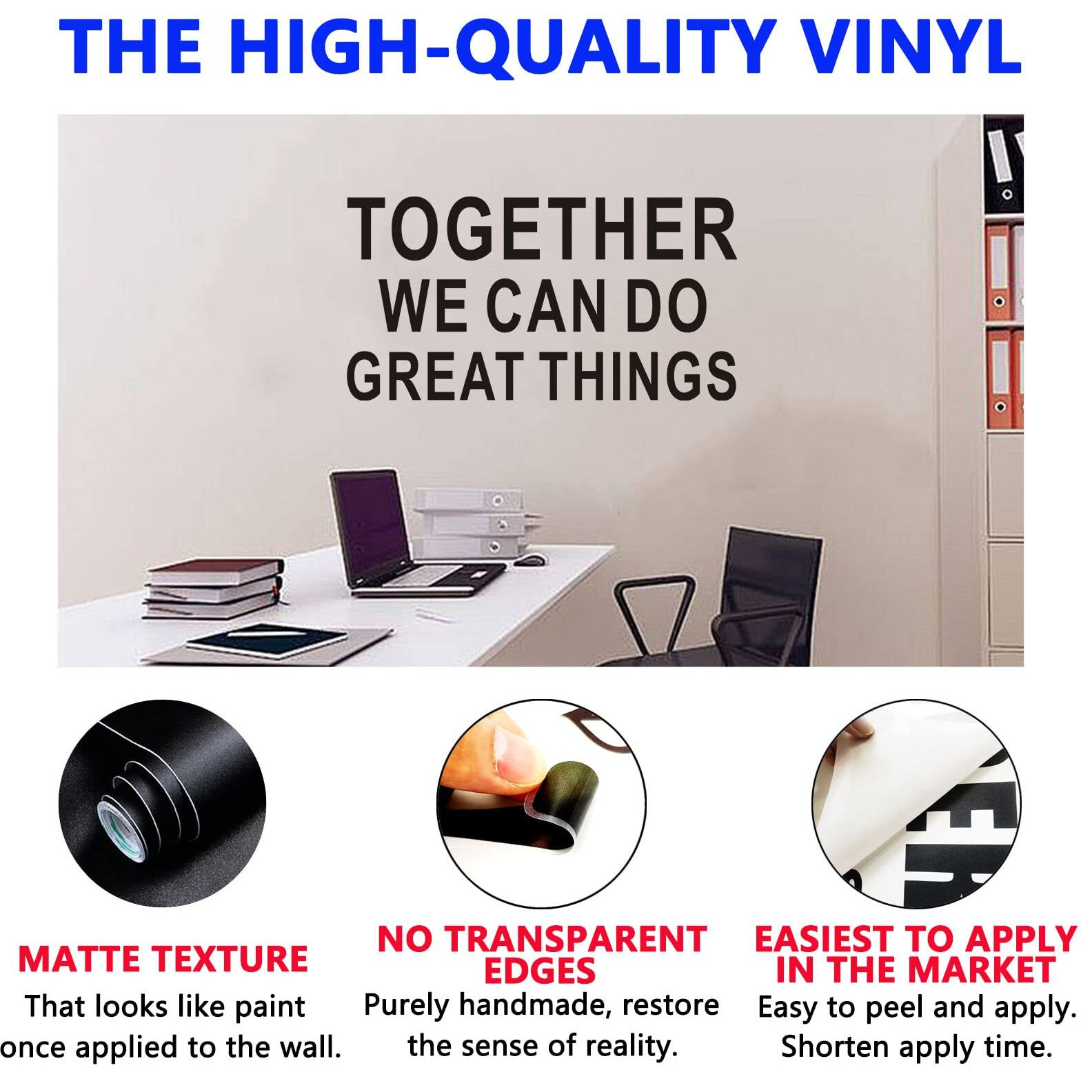 Wall Decal Stickers  Teamwork Wall Art  (Easy To Apply)  Vinyl Wall Decor Art Motivational Quotes Inspirational Office Gym School Poster Signs Home Saying  Together We Can Do Great Things 21"&quotX11""