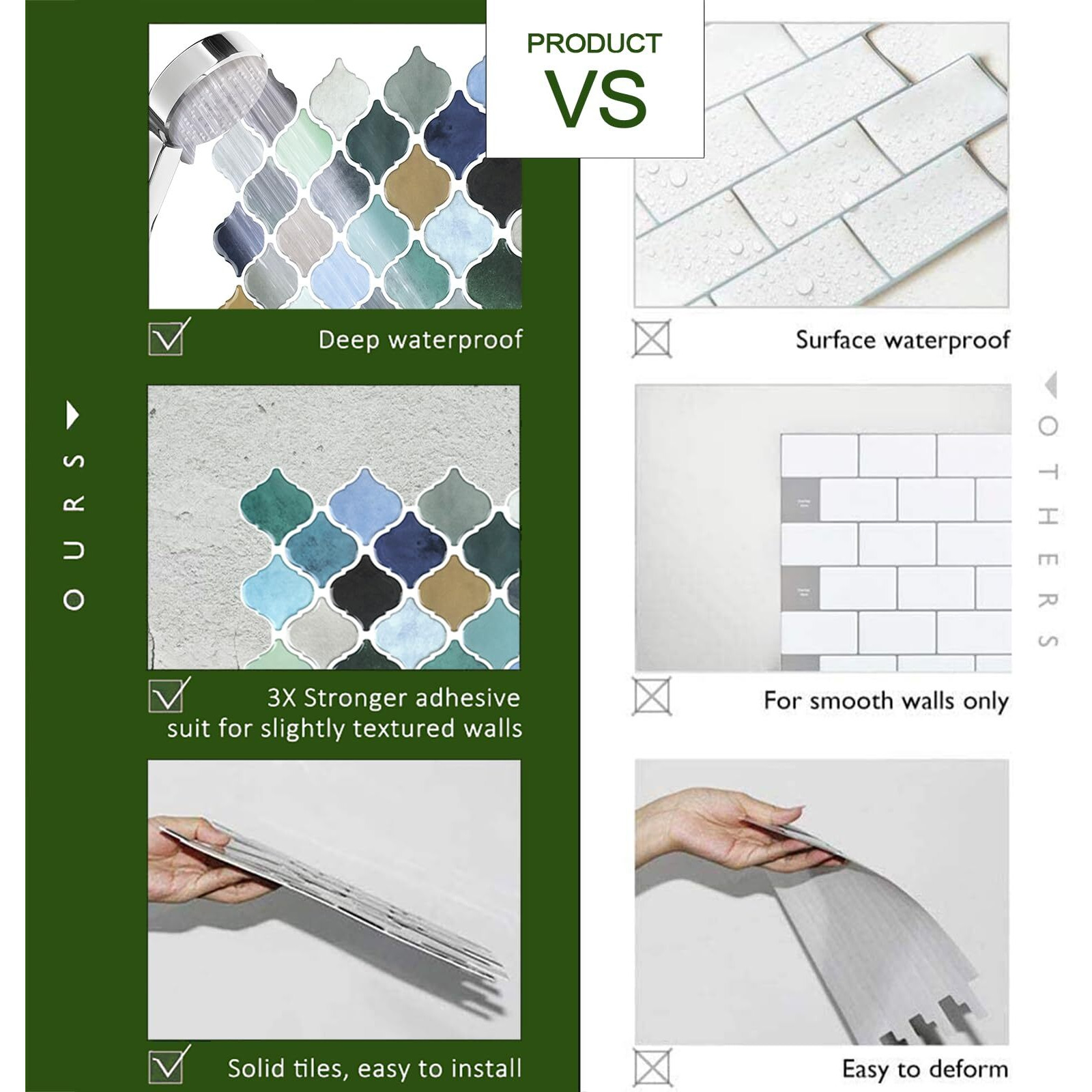 Stickgoo Arabesque Tile Peel And Stick Backsplash  1212Backsplash Tile For Kitchen Peel And Stick  Self Adhesive Wall Tile Stick On Tiles (Thicker Design  Multicolor Look)
