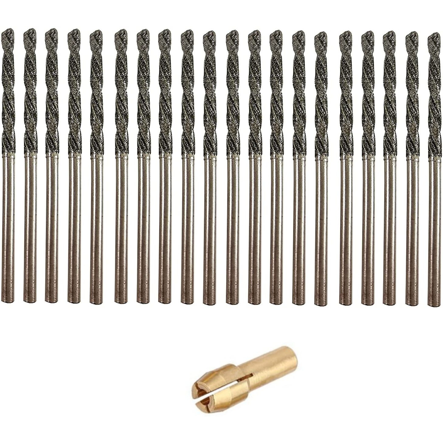 2.5Mm Diamond Drill Bits 20 Pieces Glass Drill Bit Set Compatible With Dremel Drill Bits - Collets Included For Custom Jewelry With Sea Glass  Sea Shells  Gemstones Bracelets