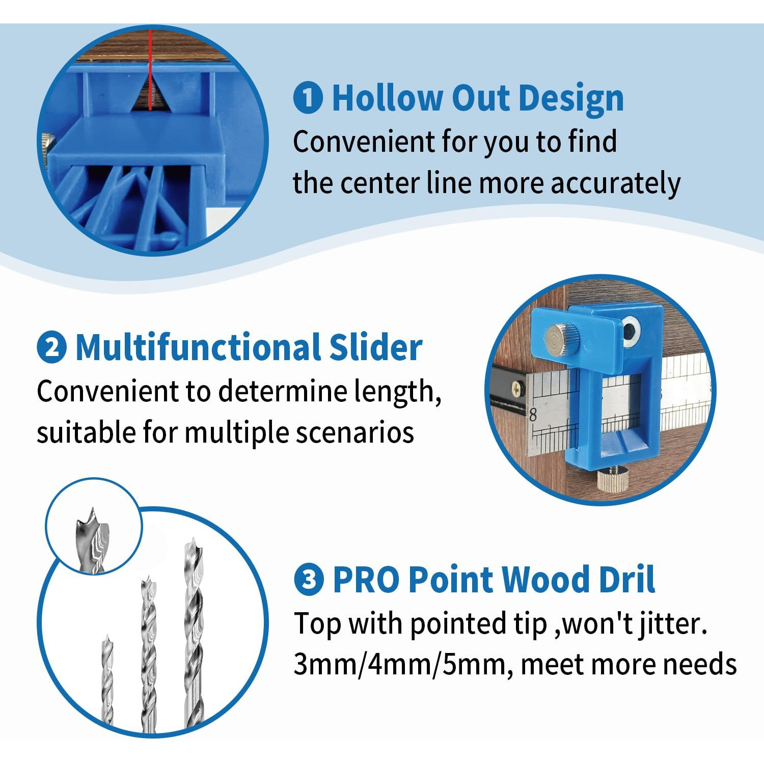 Cabinet Hardware Jig  King&Charles Cabinet Handle Jig With 3Pcs Point Wood Drils Bits  Use For Handles Pulls Knobs On Drawers/Doors  Wood Drilling Dowelling Guide Set.