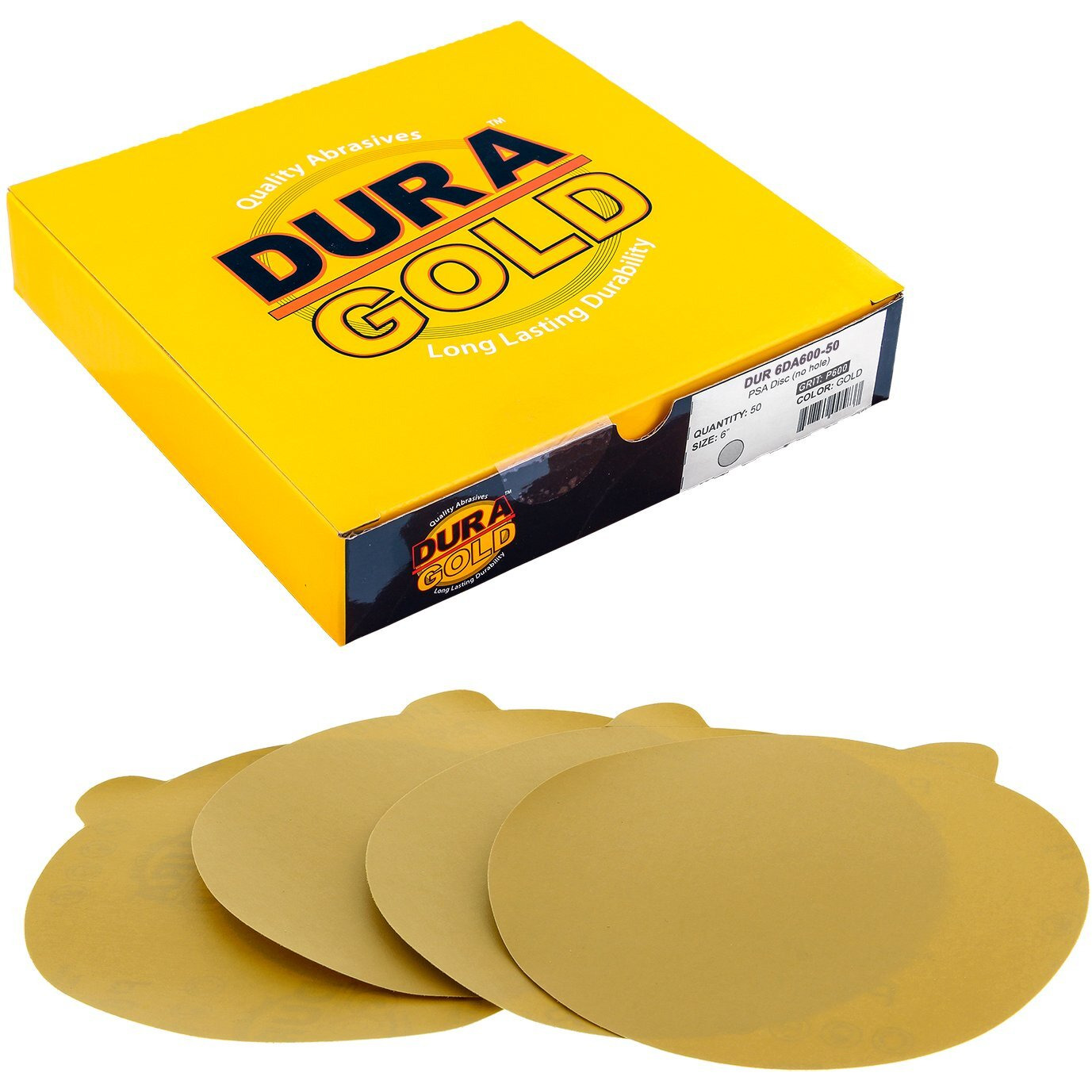 Dura-Gold Premium 6 Inch Psa Sanding Discs  600 Grit  50-Pack  Automotive Sandpaper Discs  Extra-Fine Cut Sandpaper  Automotive  Wood  Metal