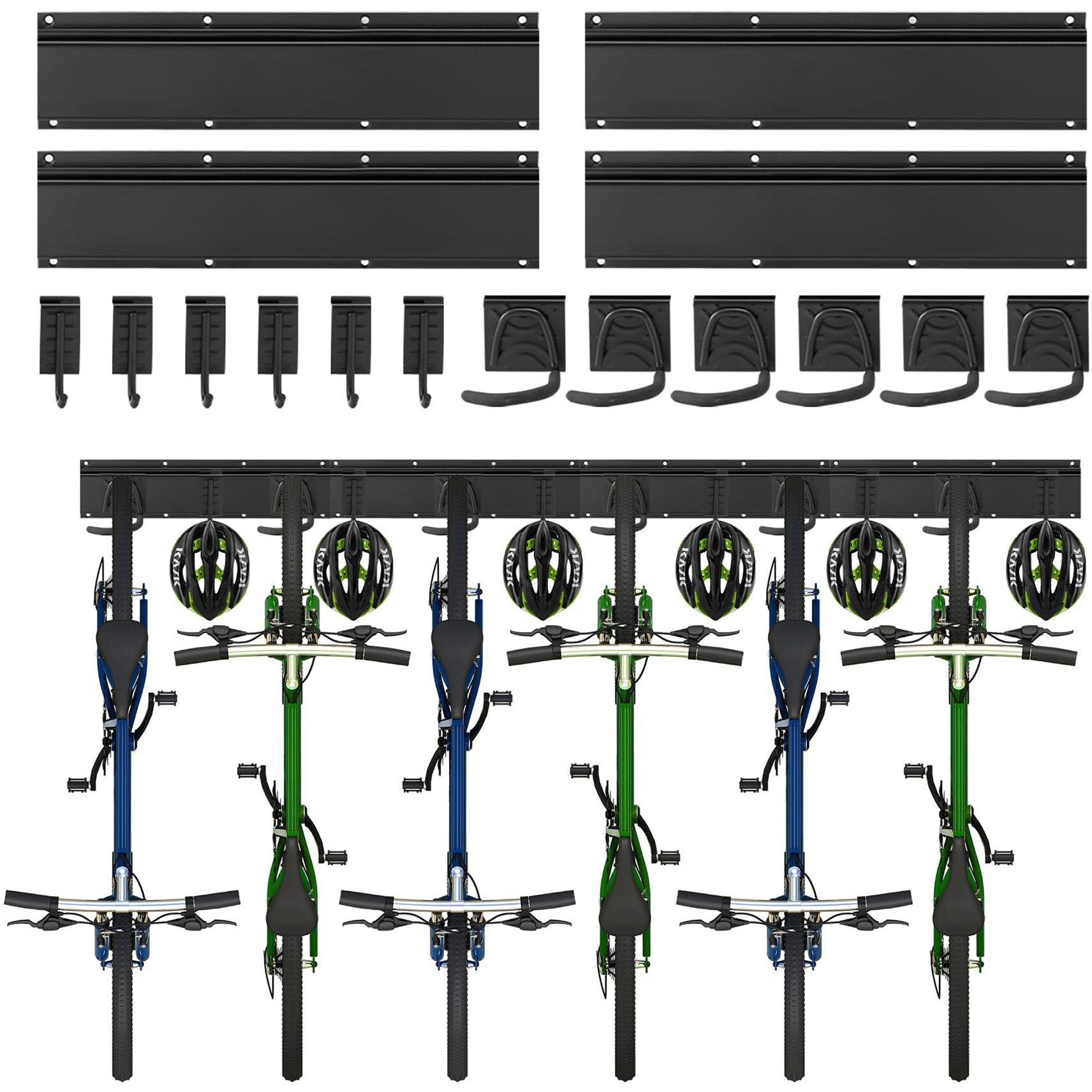 Sinoer Bike Wall Mount  Bicycle Wall Bracket For 6 Bike+6 Helmets  Bike Racks For Garage/Home  Vertical Cycling Hanger  Holder For Road Bicycles - 4 Rails