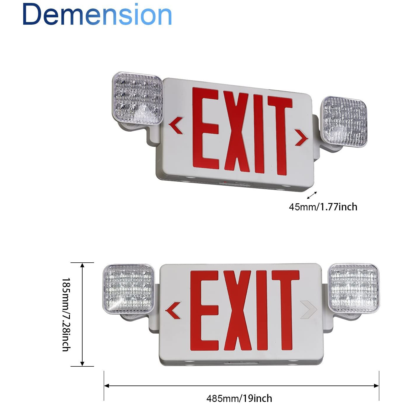 Tanlux Red Exit Sign With Emergency Lights  Led Emergency Exit Light With Battery Backup  Ul Listed  Ac 120/277V  Commercial Emergency Lights Combo For Business - 1 Pack