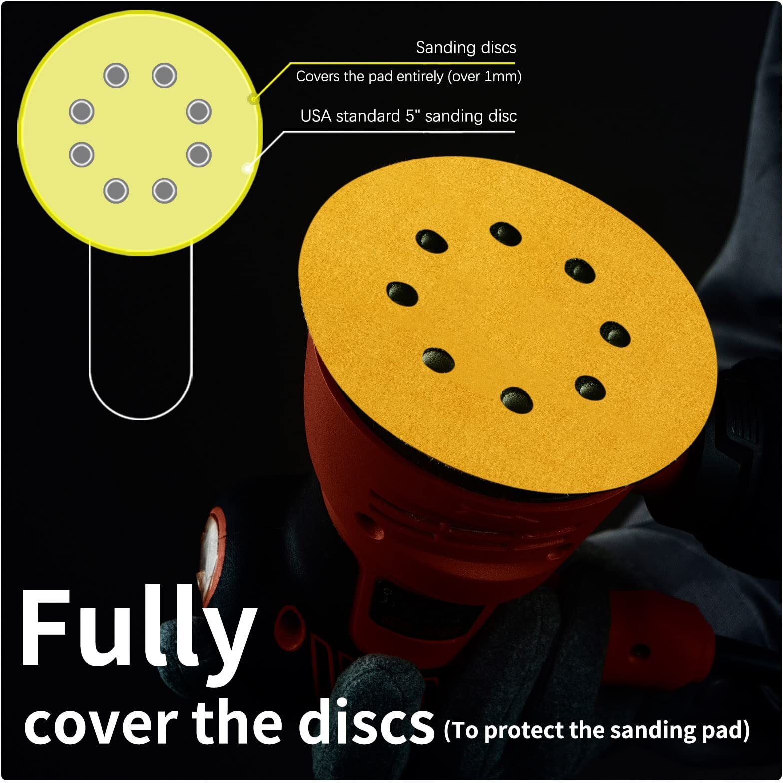 Faoyoon 5 Inch Sanding Discs Hook And Loop | 320 Grit Sandpaper | Orbital Sander Pads | Sand Paper For Automotive And Woodworking | 50 Pack