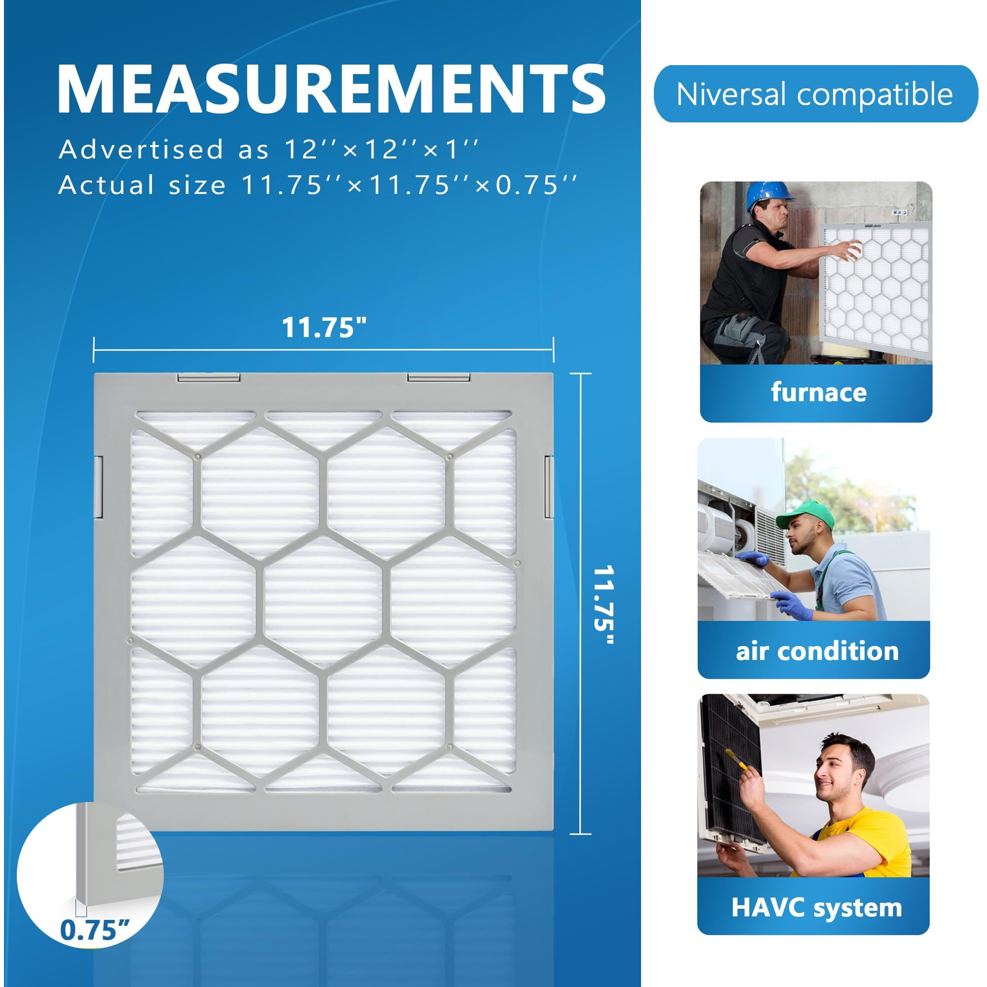 Olitair 12X12X1 Merv 13 Air Filter Ac Furnace Air Filter Reusable Abs Plastic Frame  7 Pack Replaceable Filter Media (Actual Size 11 3/4"" X 11 3/4"" X 3/4"")