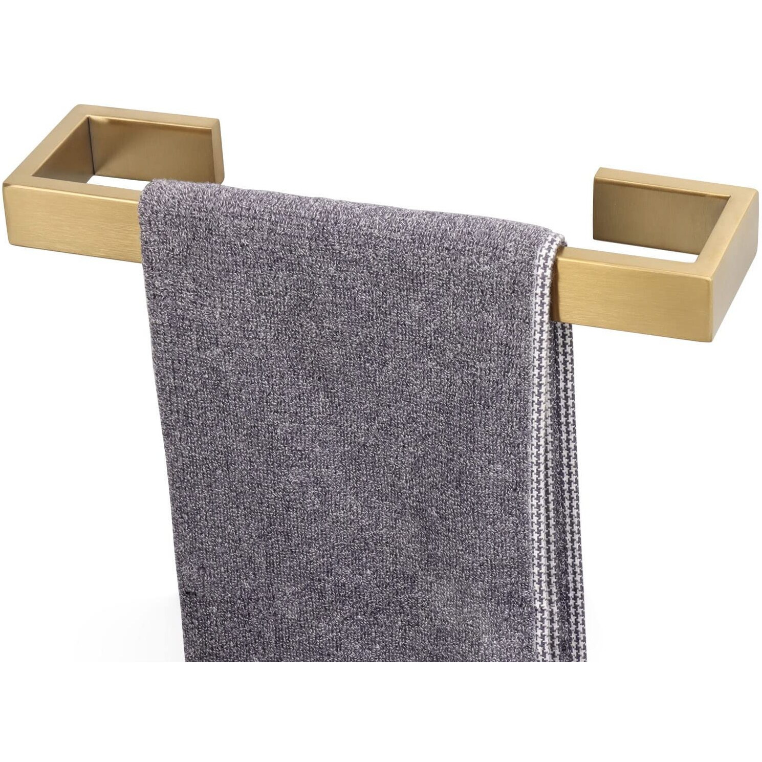 Tocten Bath Towel Rack - Square Base Thicken Sus304 Stainless Steel Towel Bar For Bathroom  Bathroom Bar Accessories Towel Rod Heavy Duty Wall Mounted Towel Holder (Brushed Gold  12 Inch)