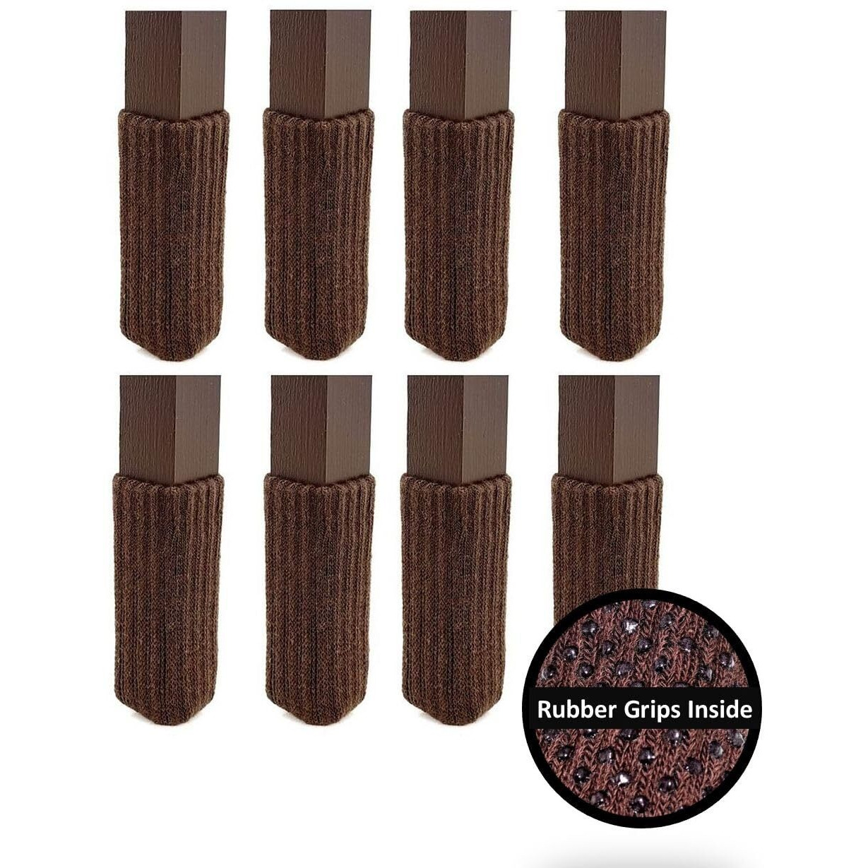 The Original Furniture Sock. Medium/Brown-Nancyprotectz Patented With Grips/Furniture Chair Leg Hardwood Floor Protectors.