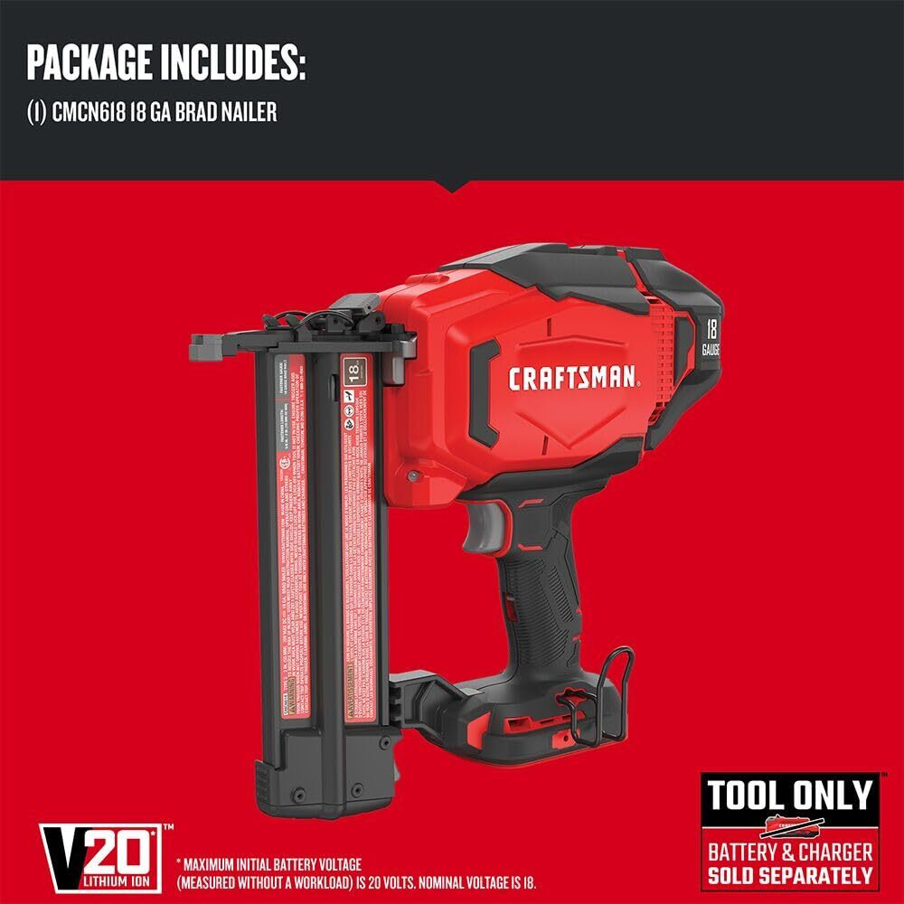 Craftsman V20 Brad Nailer  18Ga  Cordless  Bare Tool Only (Cmcn618B)