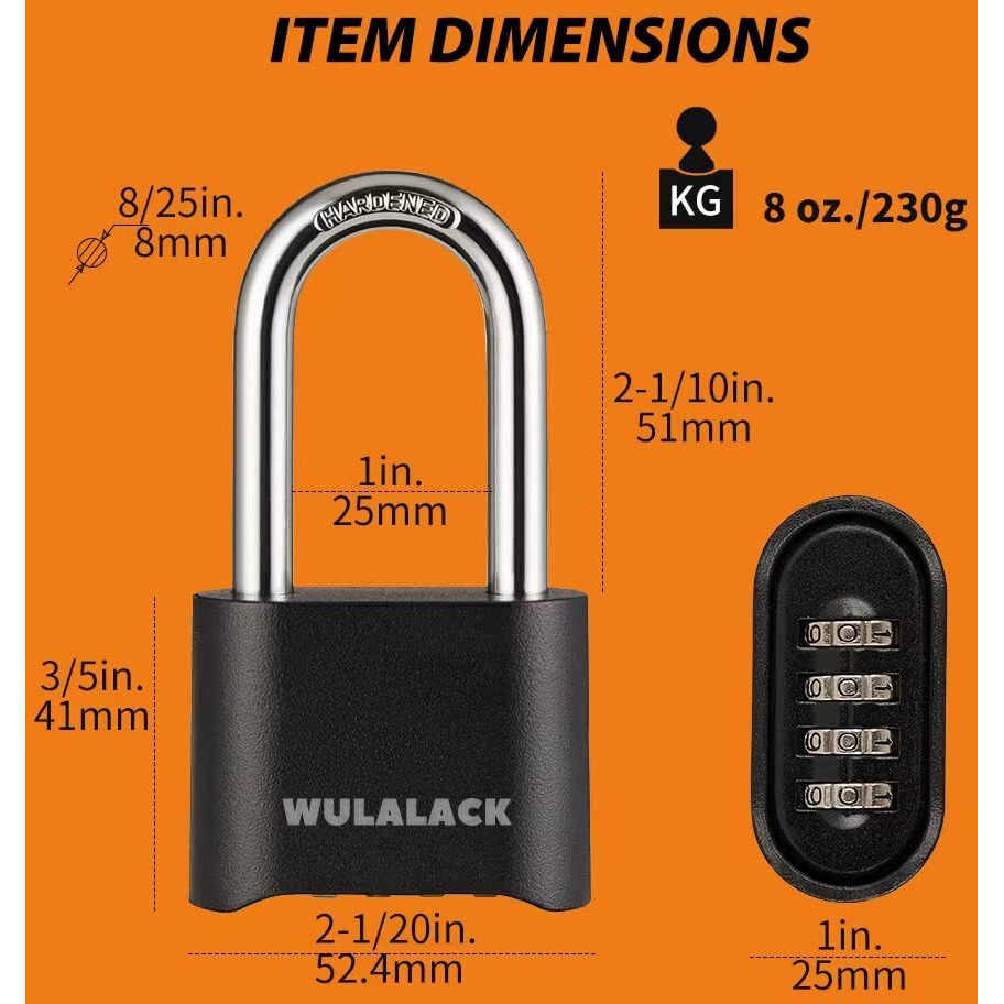 Wulalack Outdoor Combination Lock  Heavy Duty Weatherproof Pad Locks With Code  Resettable Padlock Combination For Sheds Fence  Gate Hasps  Storage Unit