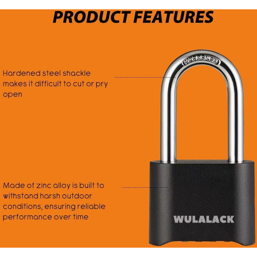 Wulalack Outdoor Combination Lock  Heavy Duty Weatherproof Pad Locks With Code  Resettable Padlock Combination For Sheds Fence  Gate Hasps  Storage Unit
