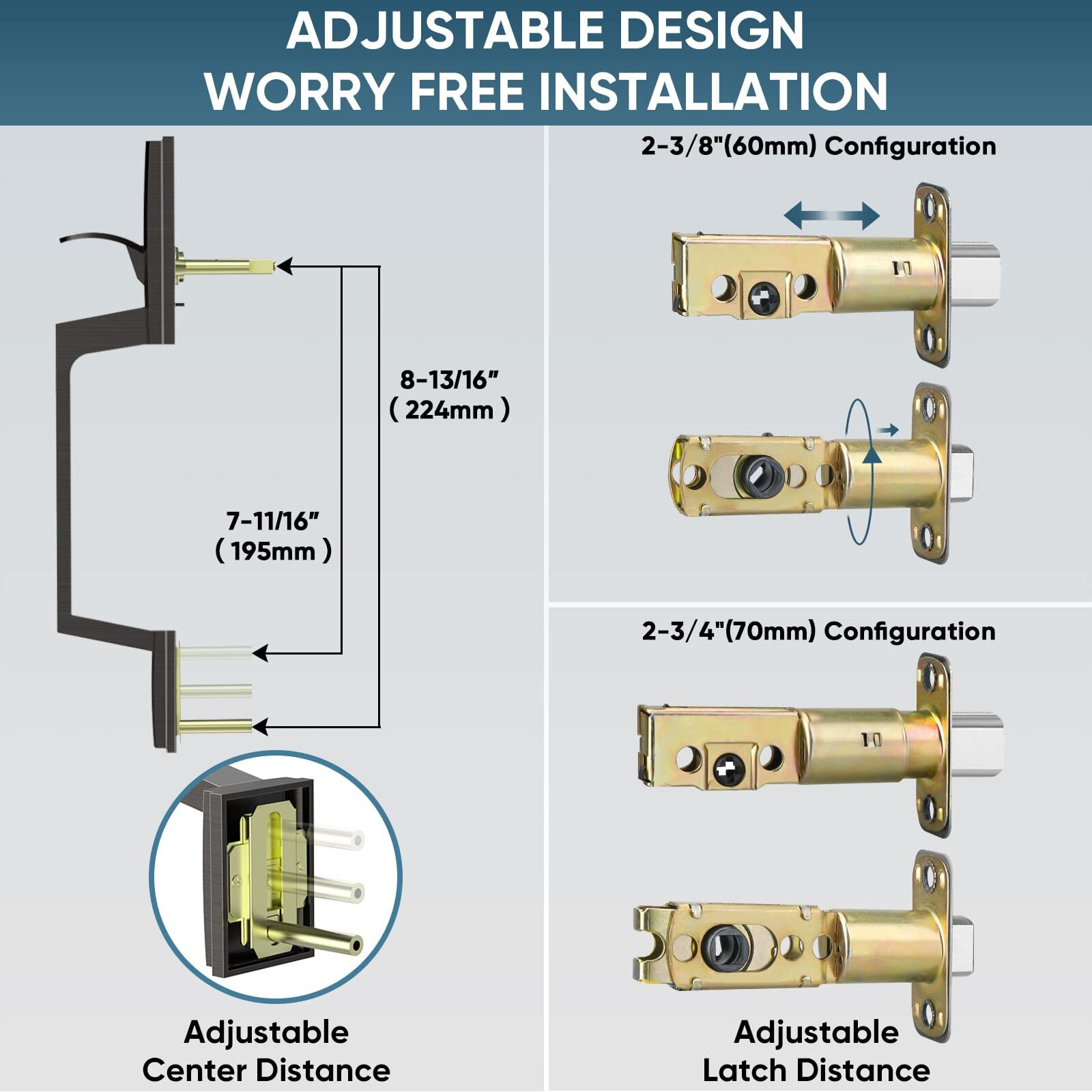 Ticonn Double Front Door Handle Set  Heavy Duty Square Door Lever And Single Cylinder Deadbolt Combo For Side By Side Entrance Exterior Doors (Oil Rubbed Bronze)