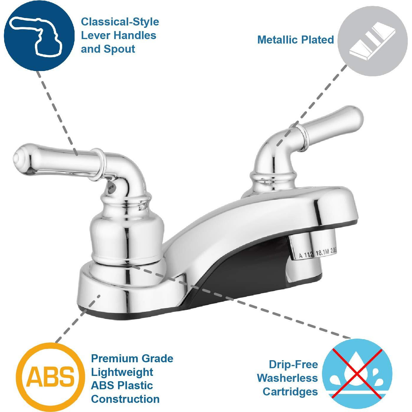 Pacific Bay Lynden Bathroom Sink Faucet - Metallic Plating Over Lightweight Abs Plastic (Chrome)