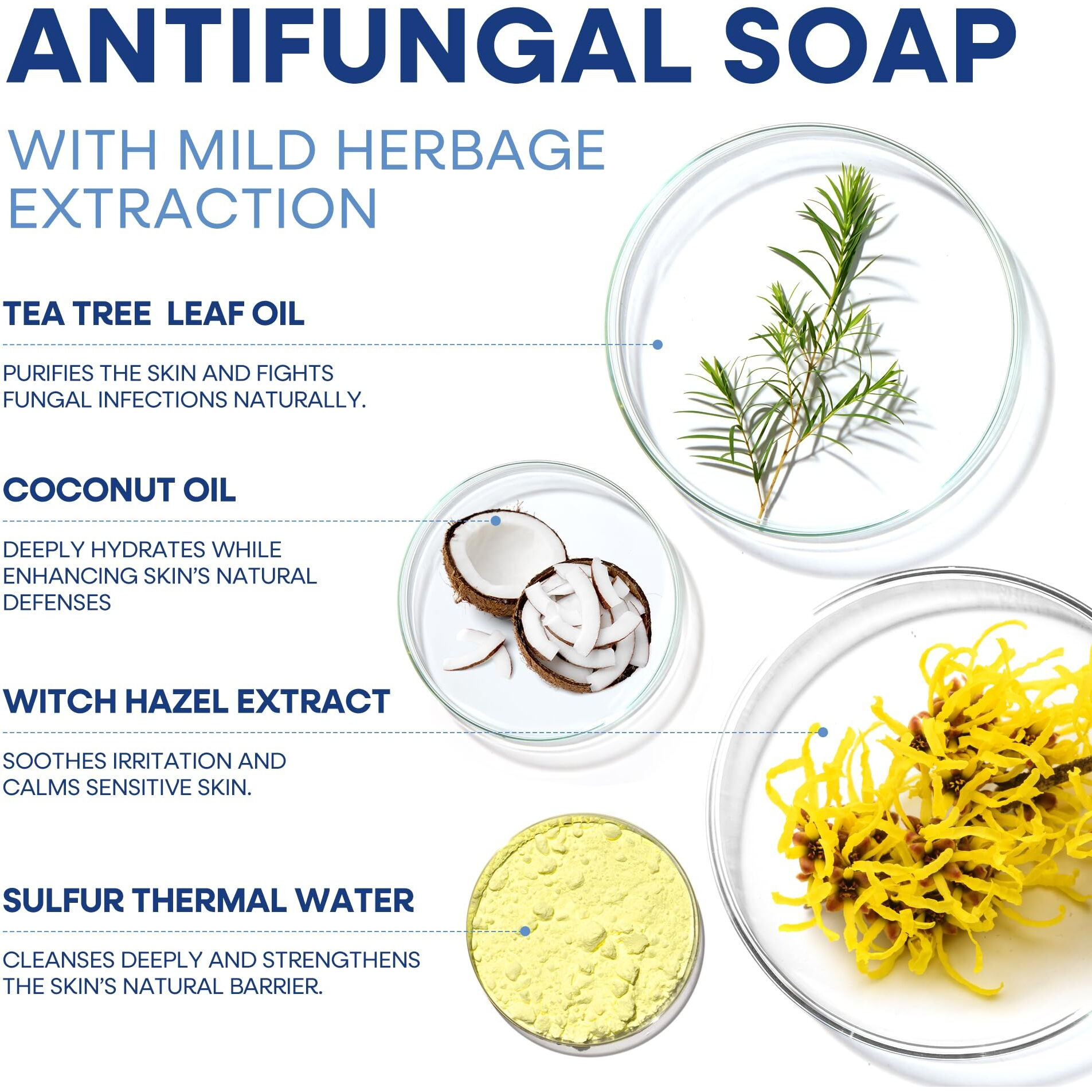 Hermon Antifungal Soap With Tea Tree Oil Antifungal Bar Soothing Care & Relief Of Itchy For Ringworm Jock Itch Tinea Versicolor Athletes Foot - Body & Face Wash For Men And Women