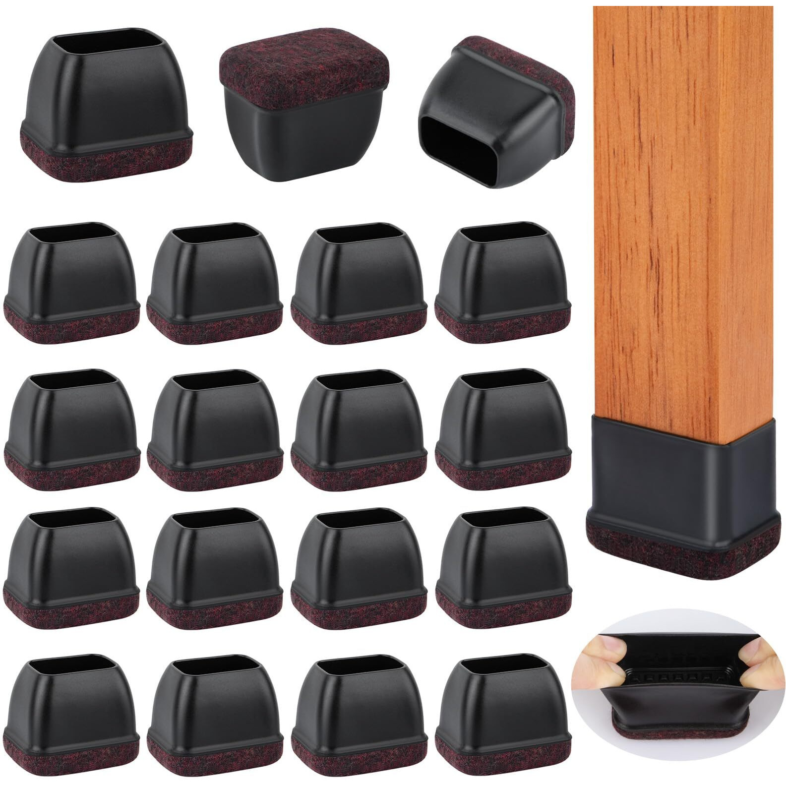 16 Pcs Rectangle Chair Leg Floor Protectors  Silicone Chair Leg Protectors For Hardwood Floors  High Elastic Chair Leg Cover For Chair Table Desk  Protect Wooden Floors From Scratching  Won'T Tear