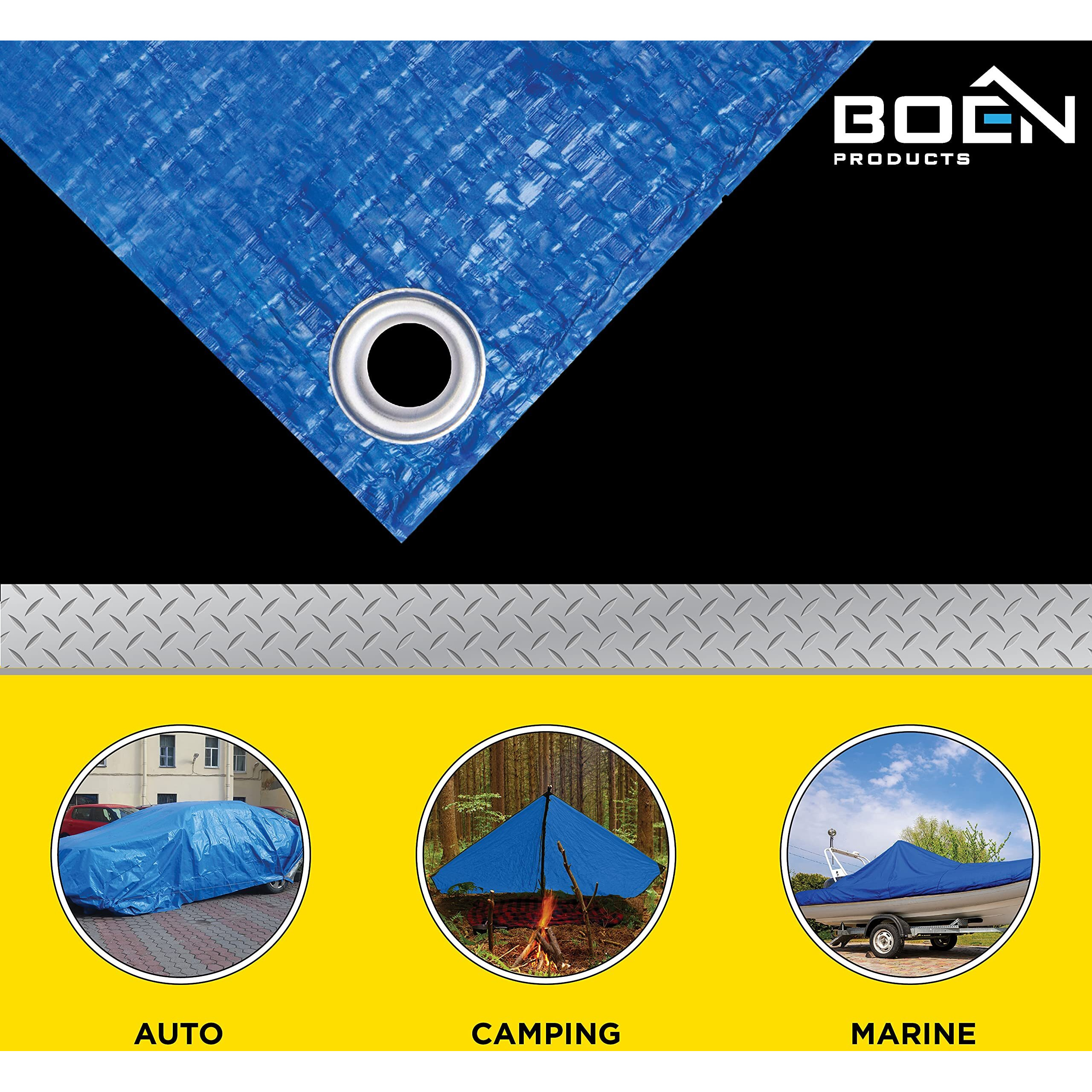 Multi-Purpose Large Tarp Waterproof Cover | Blue  12' X 16' 5 Mil Thick | Rip Proof Tarps | Thick Weave Material  Uv Resistant Great For Tarpaulin Canopy Tent  Boat  Rv Or Pool Cover