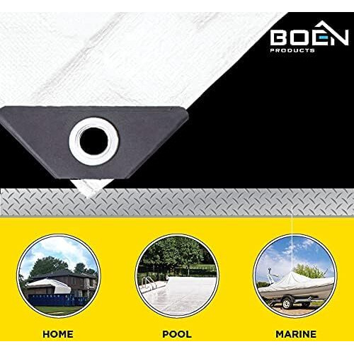Heavy Duty Tarp Waterproof Large Cover |White  16' X 20' 10 Mil Thick | Rip Proof Tarps | Thick Weave Material  Uv Resistant Great For Tarpaulin Canopy Tent  Boat  Rv Or Pool Cover