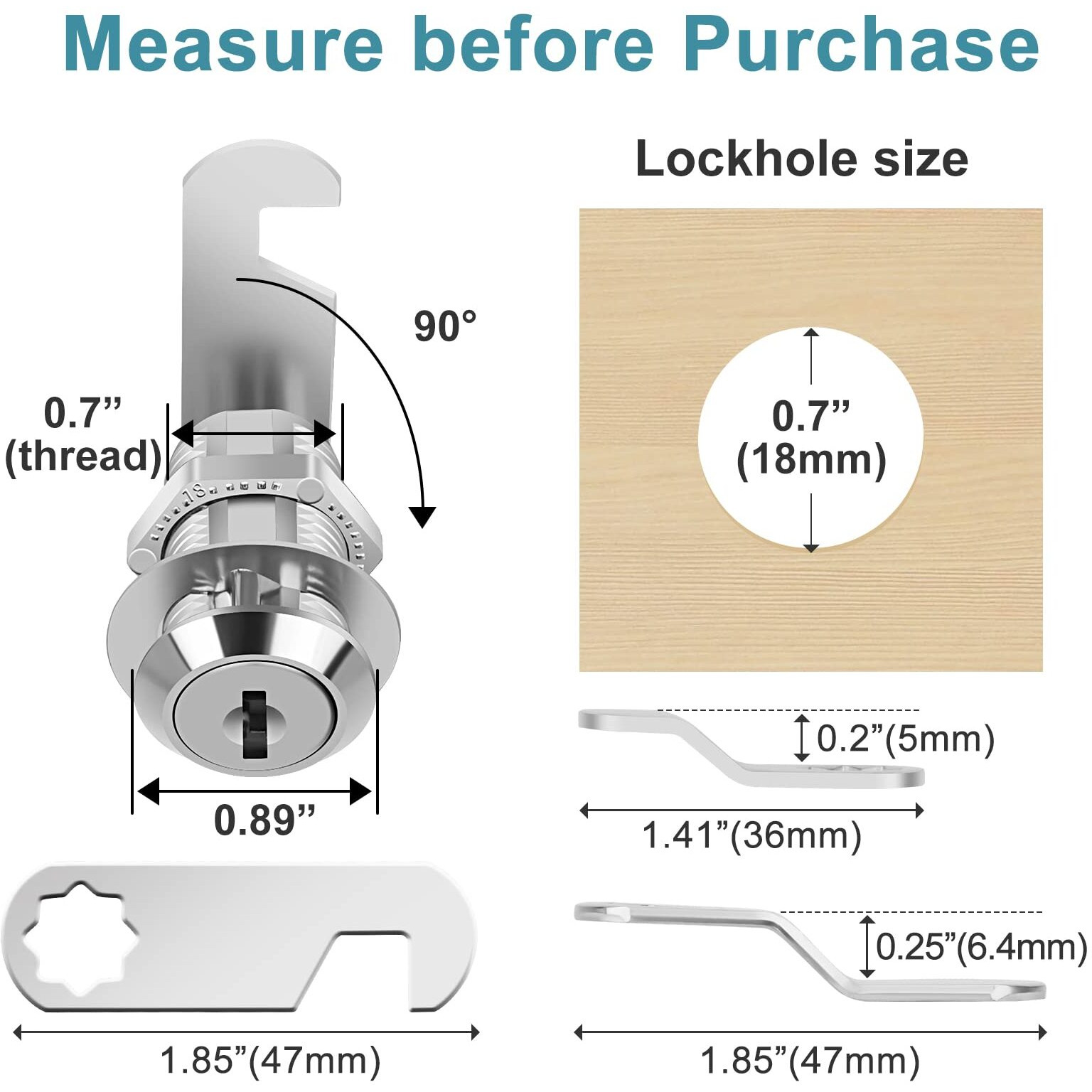 Pertinel Cam Locks Cabinet Locks Keyed Alike  1-1/8'' (Length) Cylinder Fits On 7/8'' Max Panel Thickness  Secure Files Drawers Mailbox Rv Storage Locks Replacement Set  Zinc Alloy (1-1/8 Inch 6Pcs)
