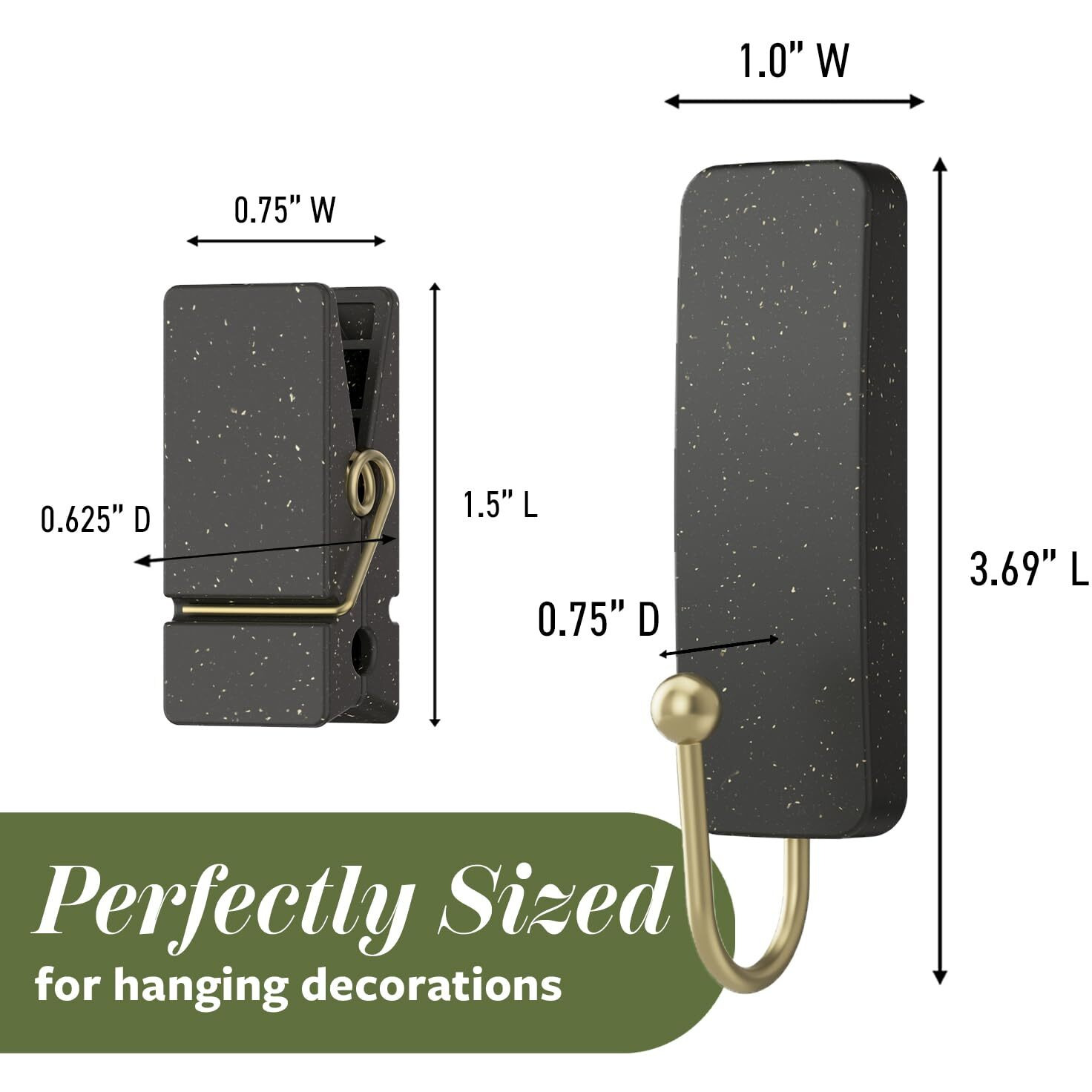 Limited Edition Hooks And Clips  Soot  3 Lb Capacity  2 Hooks  8 Clips And 12 Strips/Pack