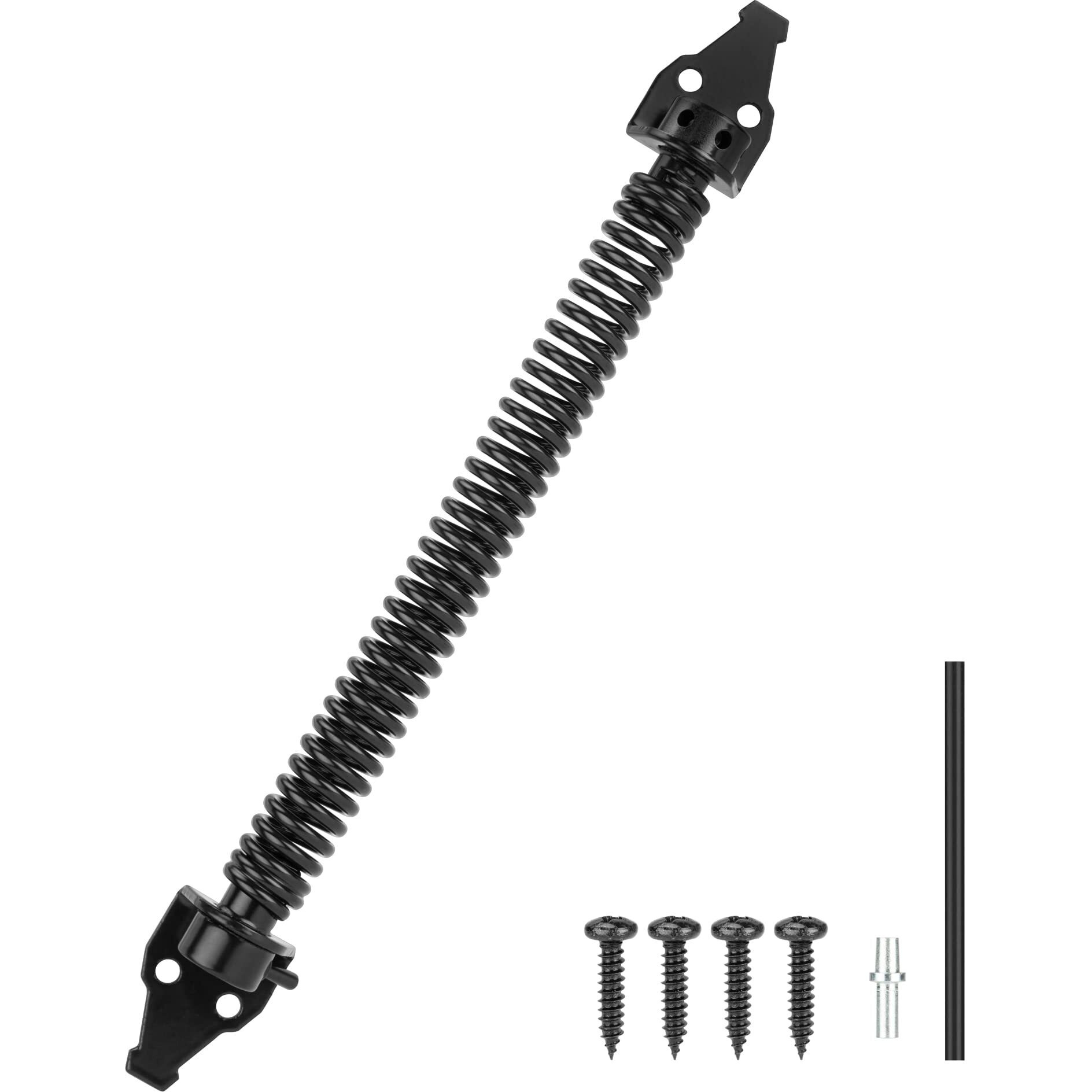Sankins 14"" Gate Spring Self Closing Heavy Duty Outdoor Door Spring Automatic Metal Gate Closure Hardware With Adjustable Tool For Wooden And Vinyl Fence  Black