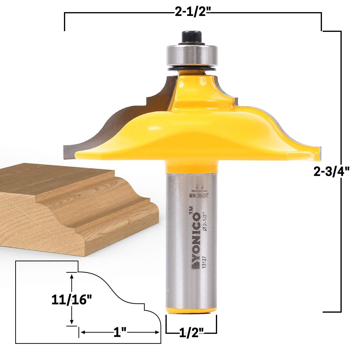 Yonico Table Edge And Handrail Router Bits 2-1/2-Inch Diameter Classical Ogee 1/2-Inch Shank 13127