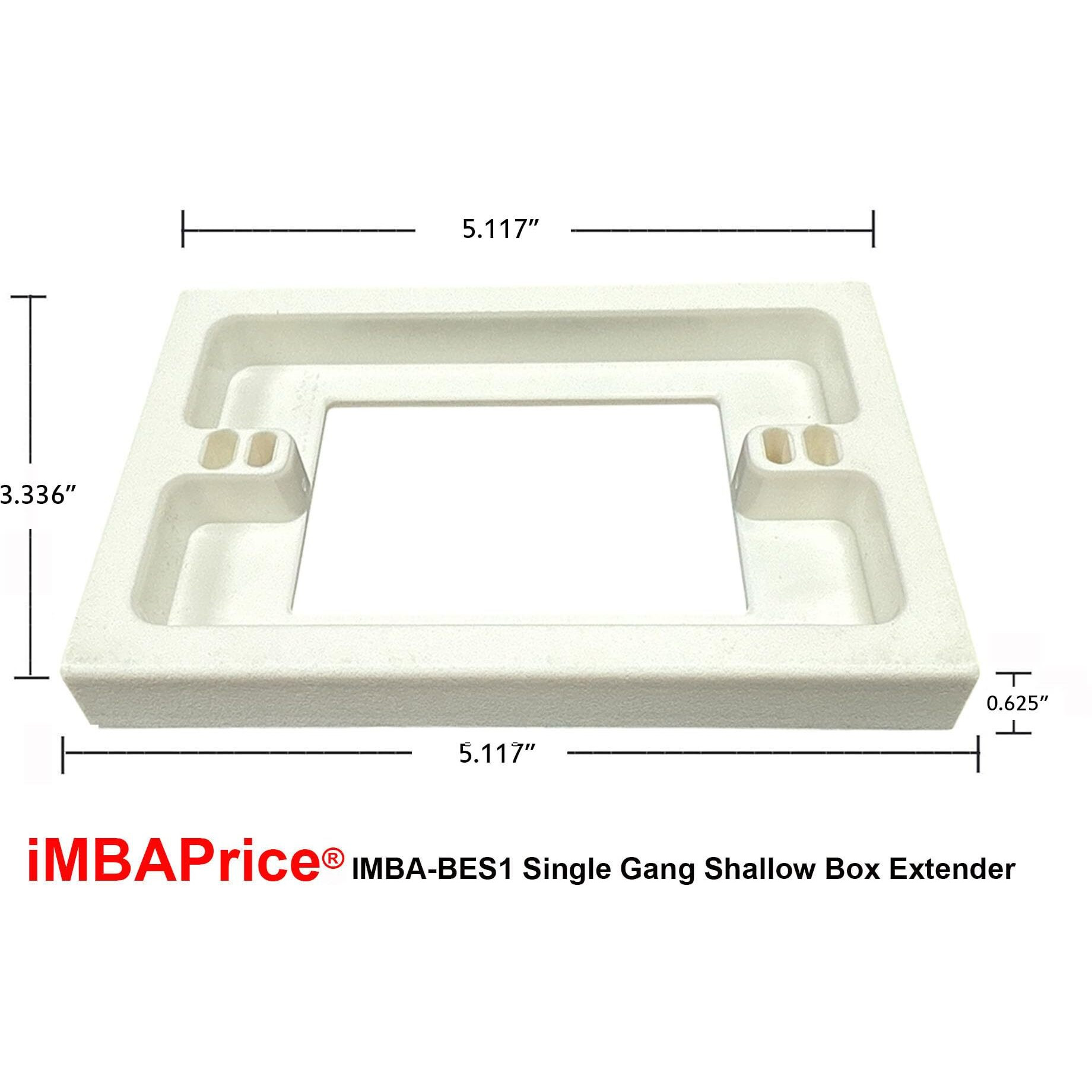 Imbaprice Imba-Bes1-5 (5-Pack) 1-Gang Non-Metallic Shallow Surface Box 5/8-Inches Extender  White