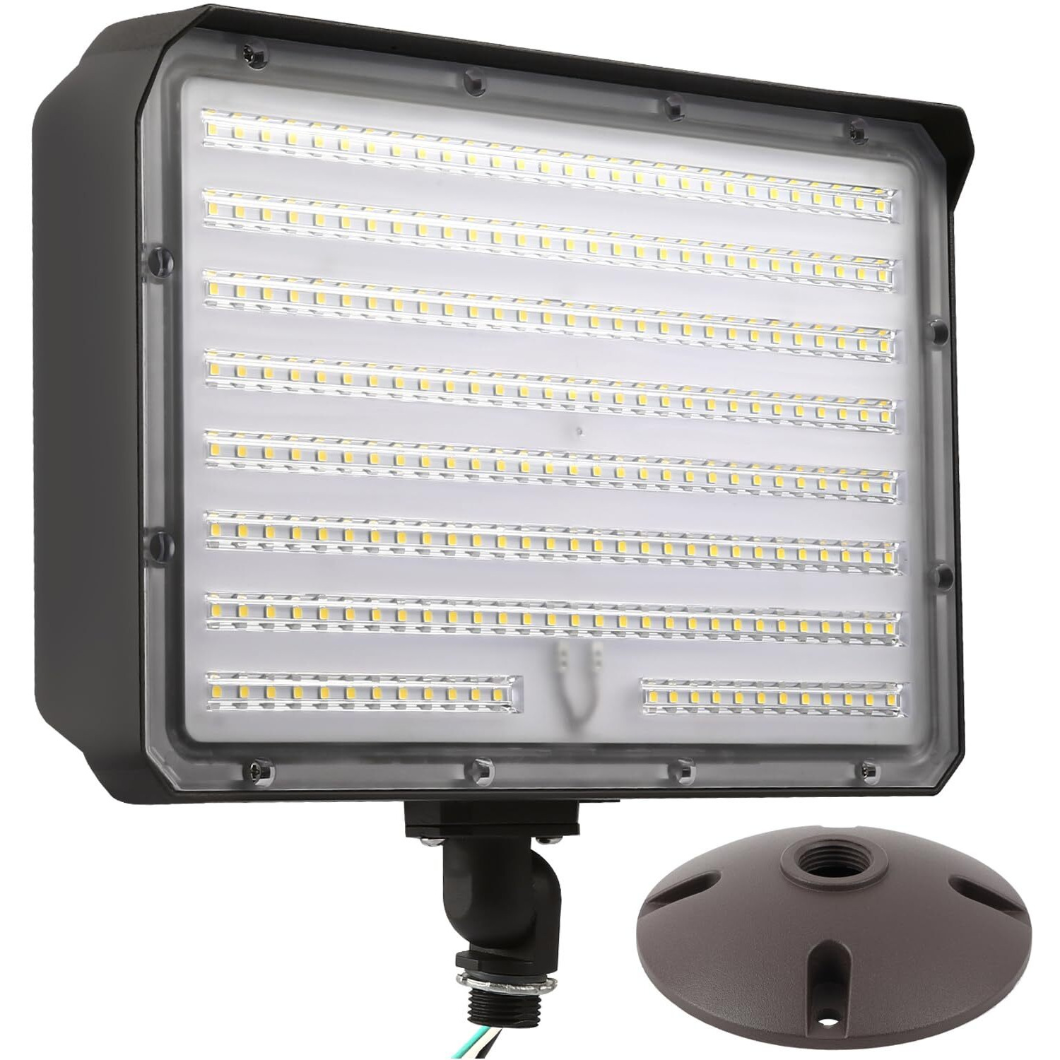 150W Outdoor Led Flood Light Dusk To Dawn With Knuckle  21000Lm 1500W Equivalent  100-277V 5000K Daylight  Etl Commercial Led Flood Light Fixture  Outdoor Security Lighting For Landscape/Parking Lot