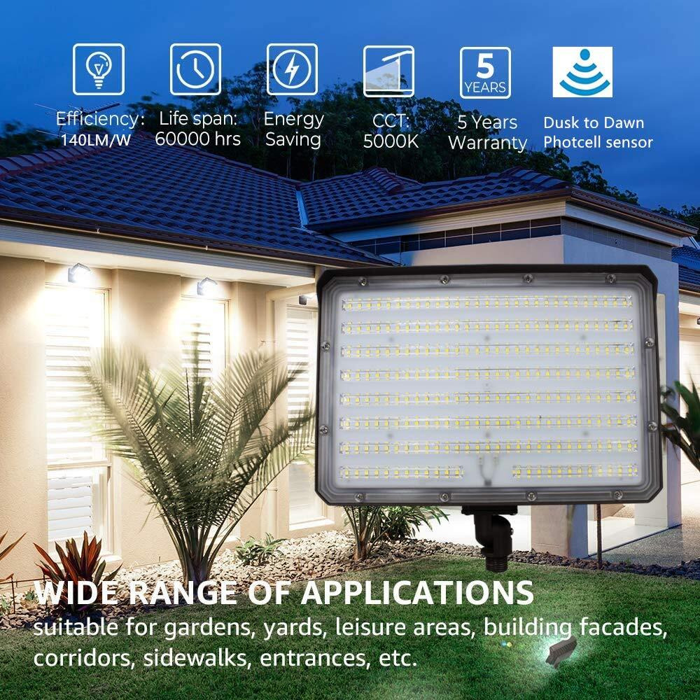 150W Outdoor Led Flood Light Dusk To Dawn With Knuckle  21000Lm 1500W Equivalent  100-277V 5000K Daylight  Etl Commercial Led Flood Light Fixture  Outdoor Security Lighting For Landscape/Parking Lot