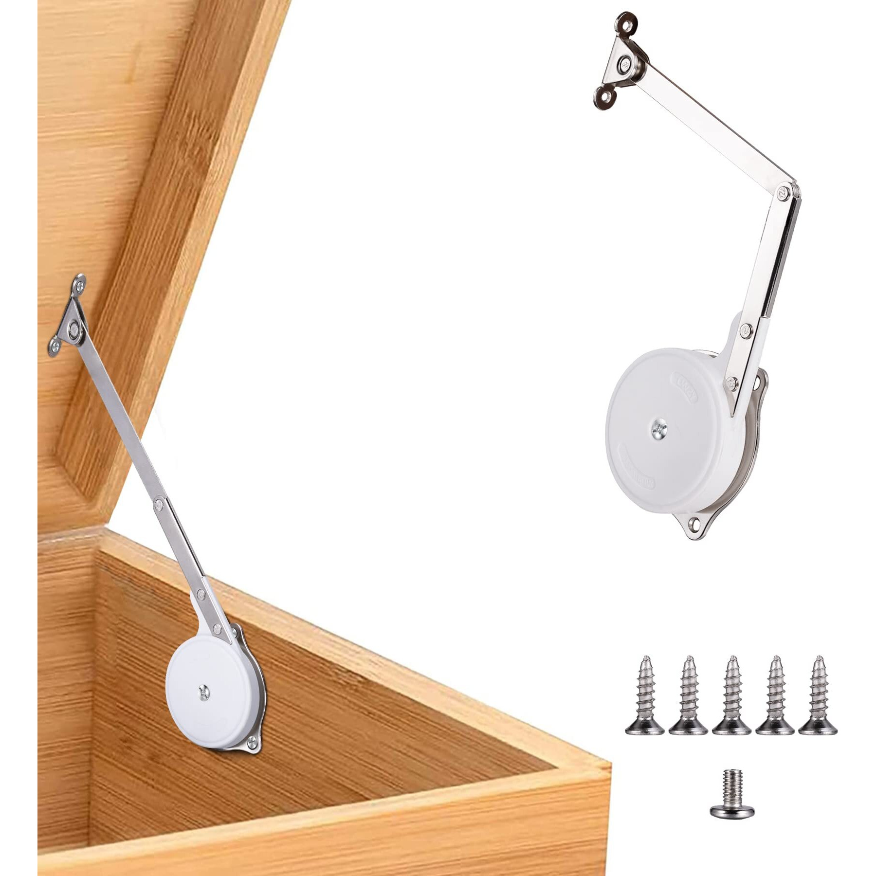 Hbl' 1 Pack | Toys Box Hinges Soft Close Lid Support Hinges Chest Hinges For Wooden Toy Box  Cedar  Storage Trunk & Benches  Made Of Zinc Alloy  Safety & Heavy Duty.