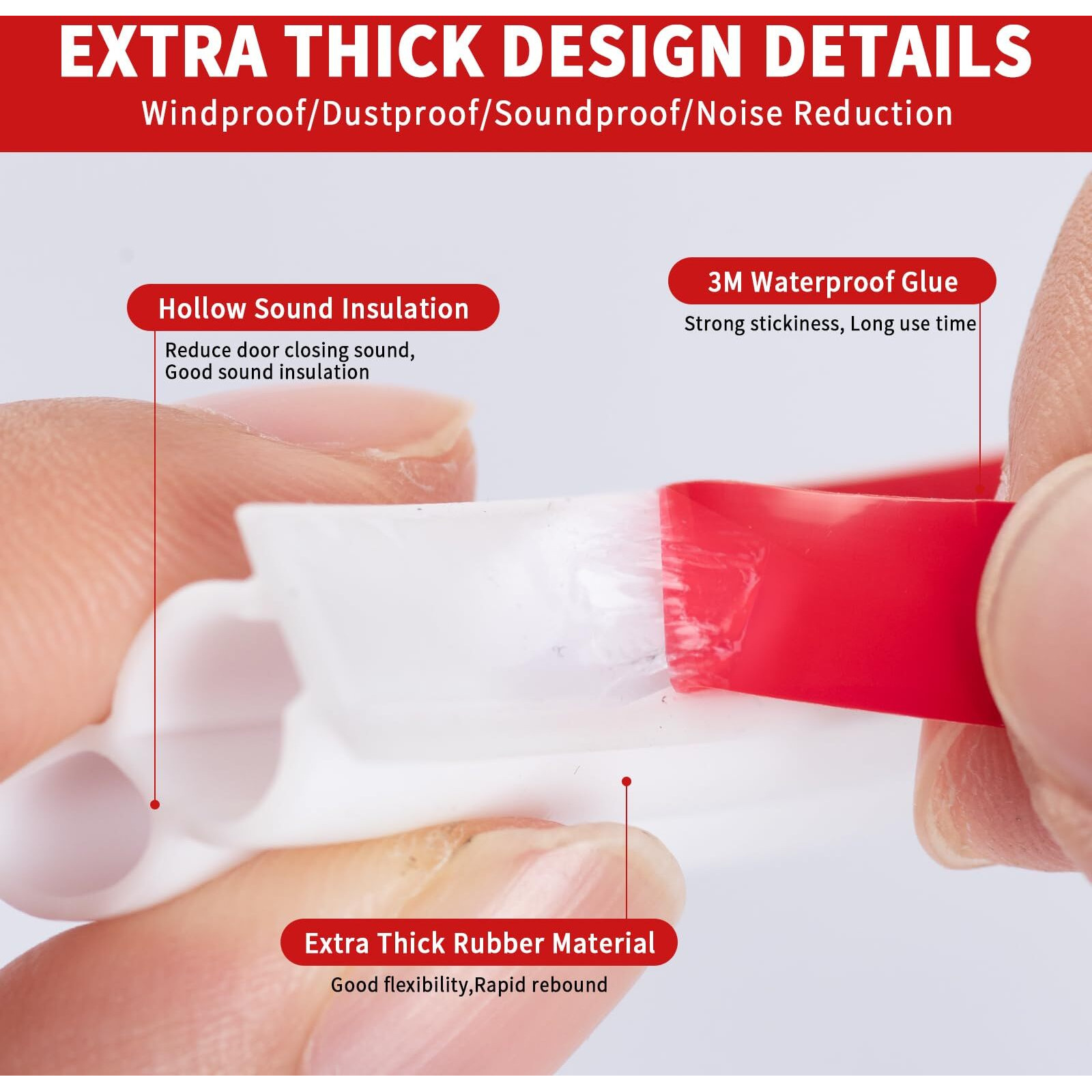 Bisothai 19.7 Feet Rubber Weather Stripping Door Seal Large Gap  Extra Thick Self-Adhesive D-Shaped Door Weather Stripping Seal Strip For Door Frame Door Insulation Strip Soundproofing (White)