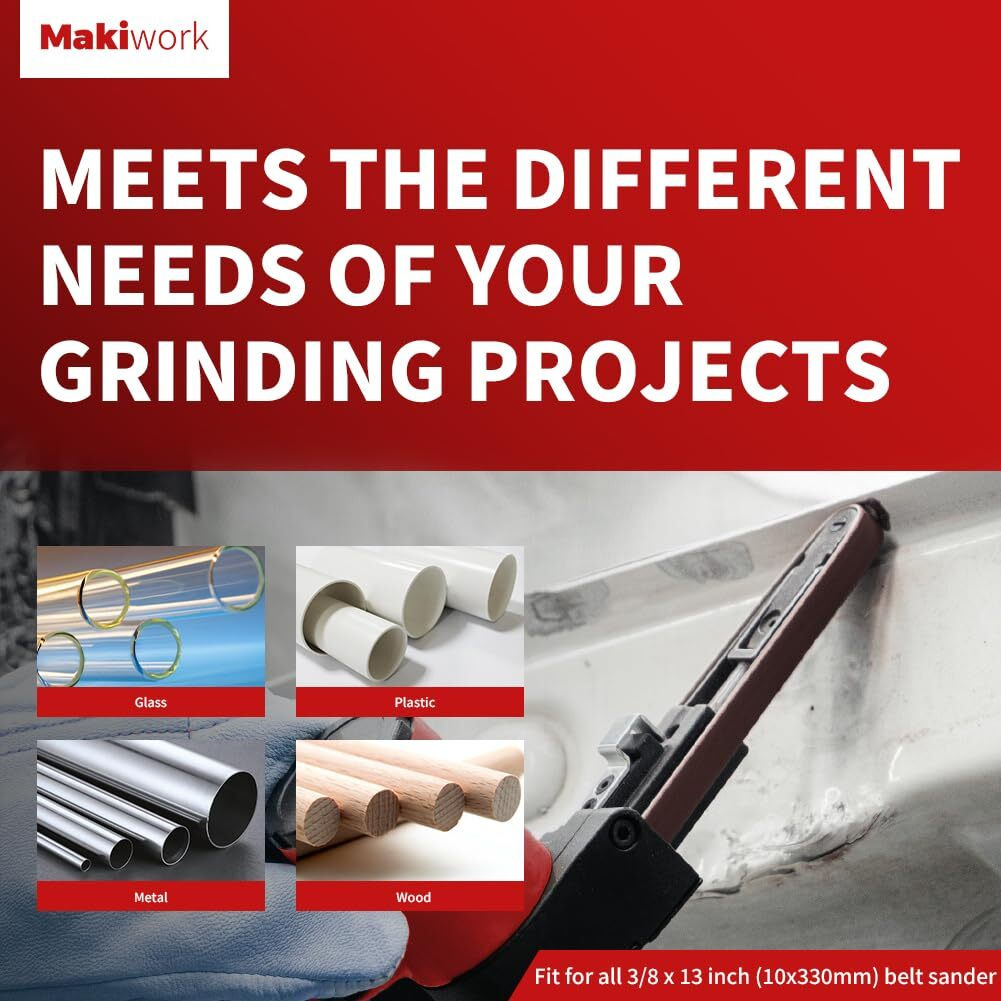 3/8 X 13 Inch 10 X 330 Mm Sanding Belts Set - 60-Pack With 40/60/80/120/150/240 Grits  Aluminum Oxide Abrasive Belts For Woodworking