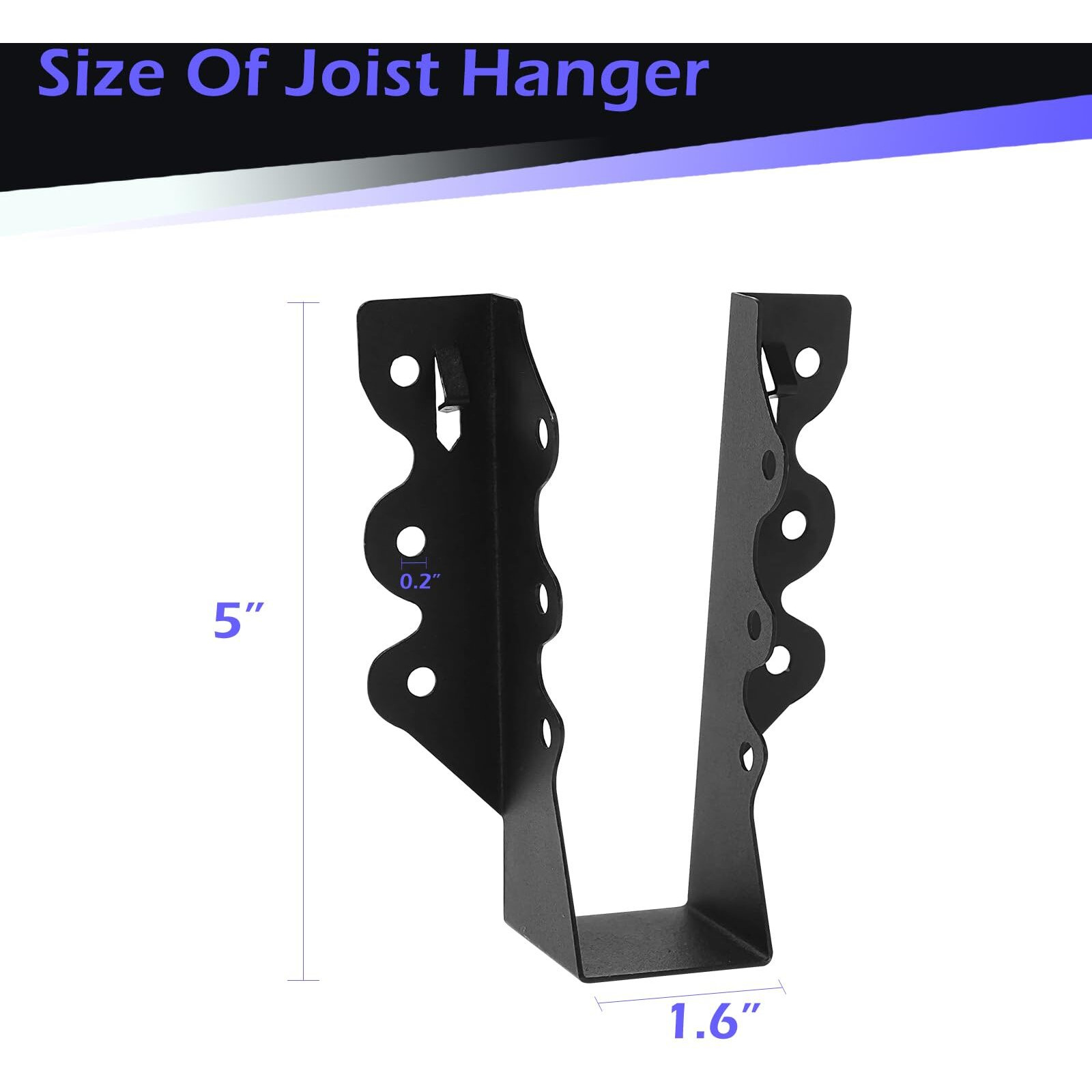 16 Pcs 2X4 Joist Hanger  Black Powder-Coated For Rafter Hurricane Ties Joist Hangers  Tie Brackets For Floor Deck And Ceiling Trusses