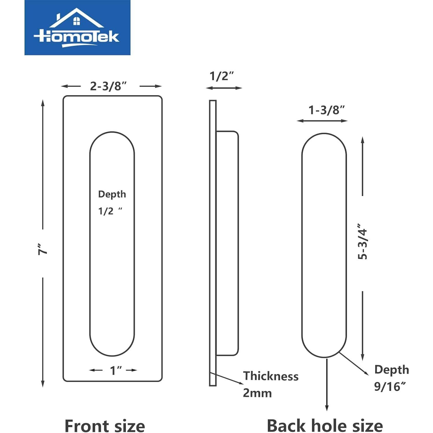 Homotek 6 Pack Flush Pull 7 In Sliding Closet Door Handles Recessed Rectangular Big Handles Bypass Door Handles  Large Size Satin Brushed Stainless Steel Barn Door Finger Pull Set  Free Of Sharp Edge