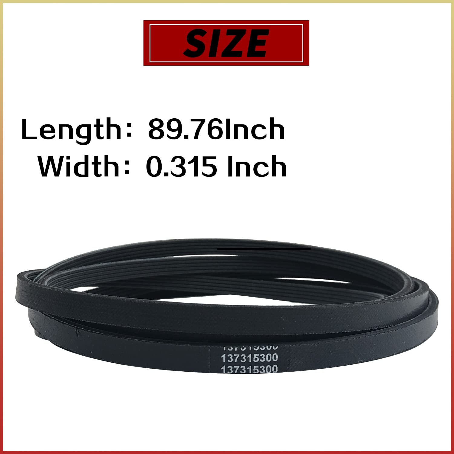 137315300/134719300 Dryer Drum Drive Belt - Replacement Part Exact Compatible With Sears Frigidaire Electrolux Dryers Replaces 1482960 134719300 Ap4368788 Ps2349294 7134719300