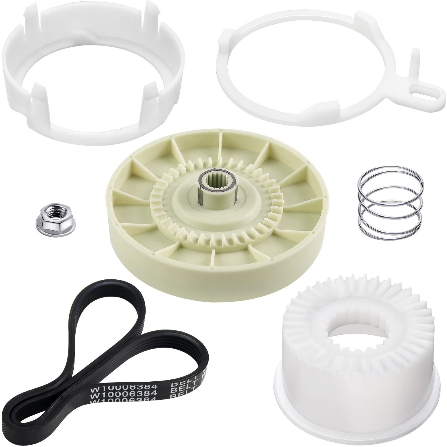 W10721967 Washer Pulley Clutch Kit & W10006384 Drive Belt By Techecook - Compatible For Whirlpool Kenmore Maytag Washing Machine Replaces Ps10057144 W10006354 W10006356 W10239973 Wtw5000Dw1 Mvwx655Dw1