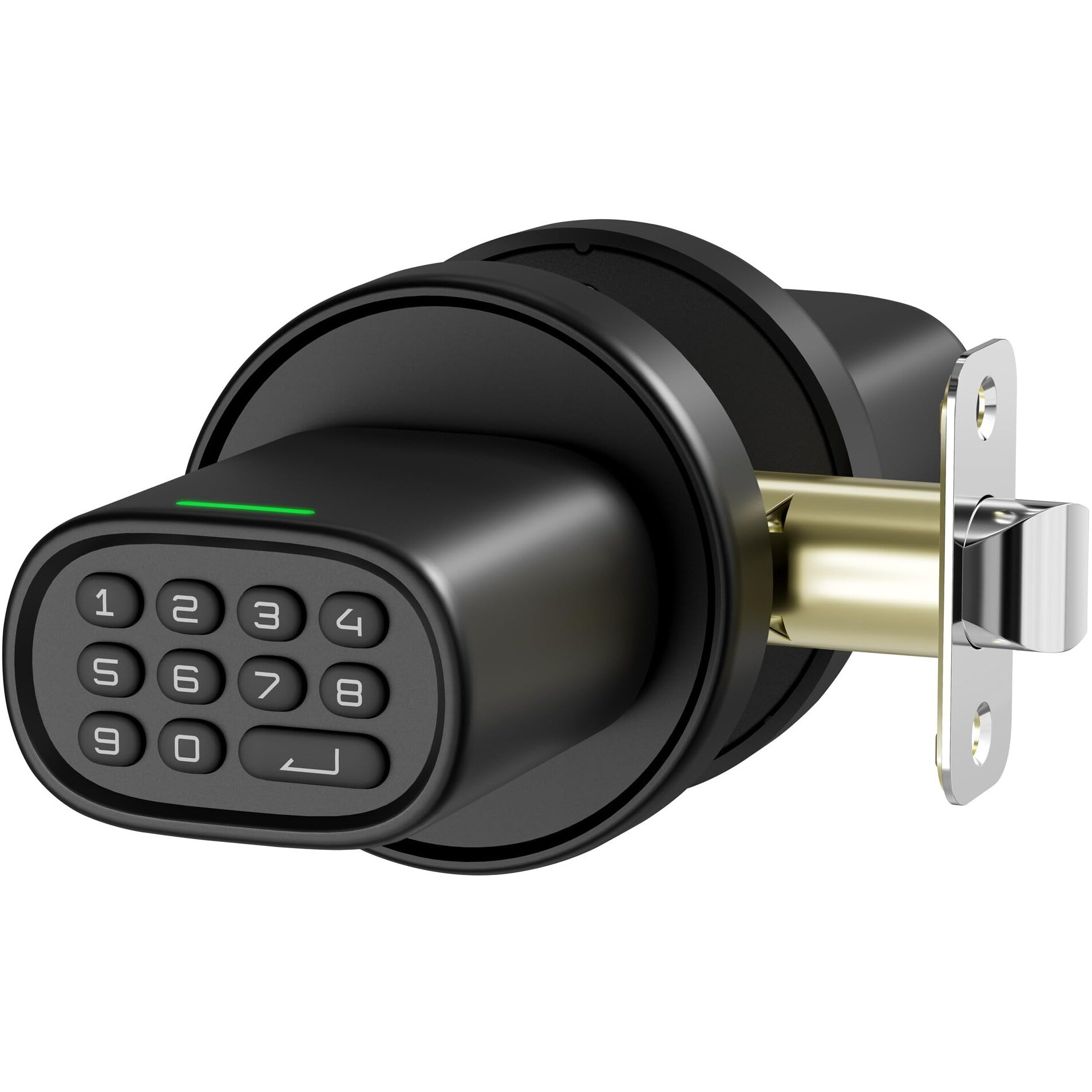 Door Lock Knob With Keypad Keyless Entry Door Knob Electric Coded Indoor Door Knob For Interior Doors Thickness Up To 2-1/4""  Bedroom  Home Office  Garage  4Xaa Alkaline Battery  M1 Black
