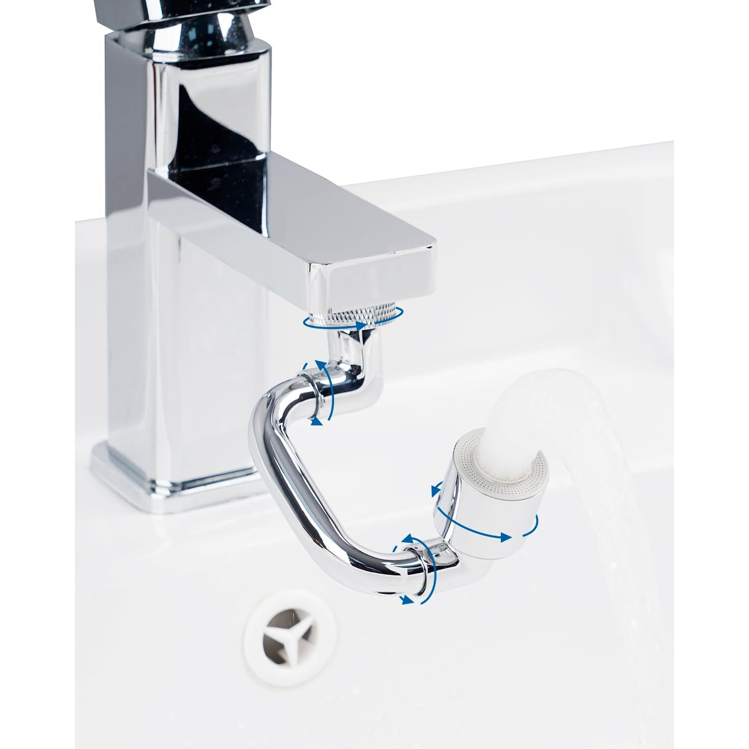 Hibbent 1080 Swivel Faucet Extender  Metal Rotatable Sink Faucet Aerator With Brass Extension  Dual Function 2 Modes Kitchen & Bathroom Sink Sprayer  Faucet Attachment For Gargle/Eye/Face Washing