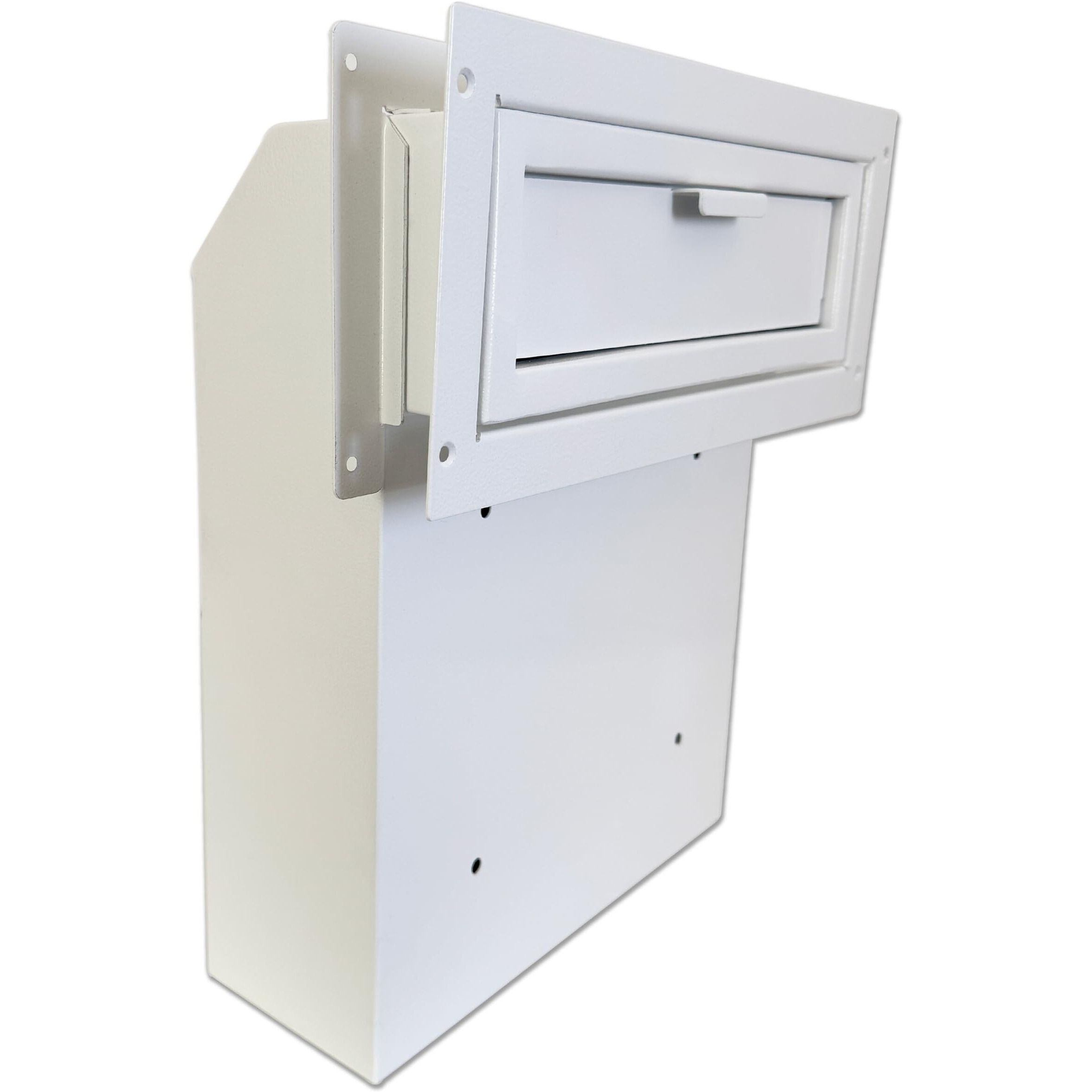 Plugsharge Through The Door Mail Drop Box - 1.5Mm Steel Payment Dropbox - Door Mount Theft Proof Mailbox - Locking Deposit Drop Box For Night Key  Deposit  Cash  And Rent  White