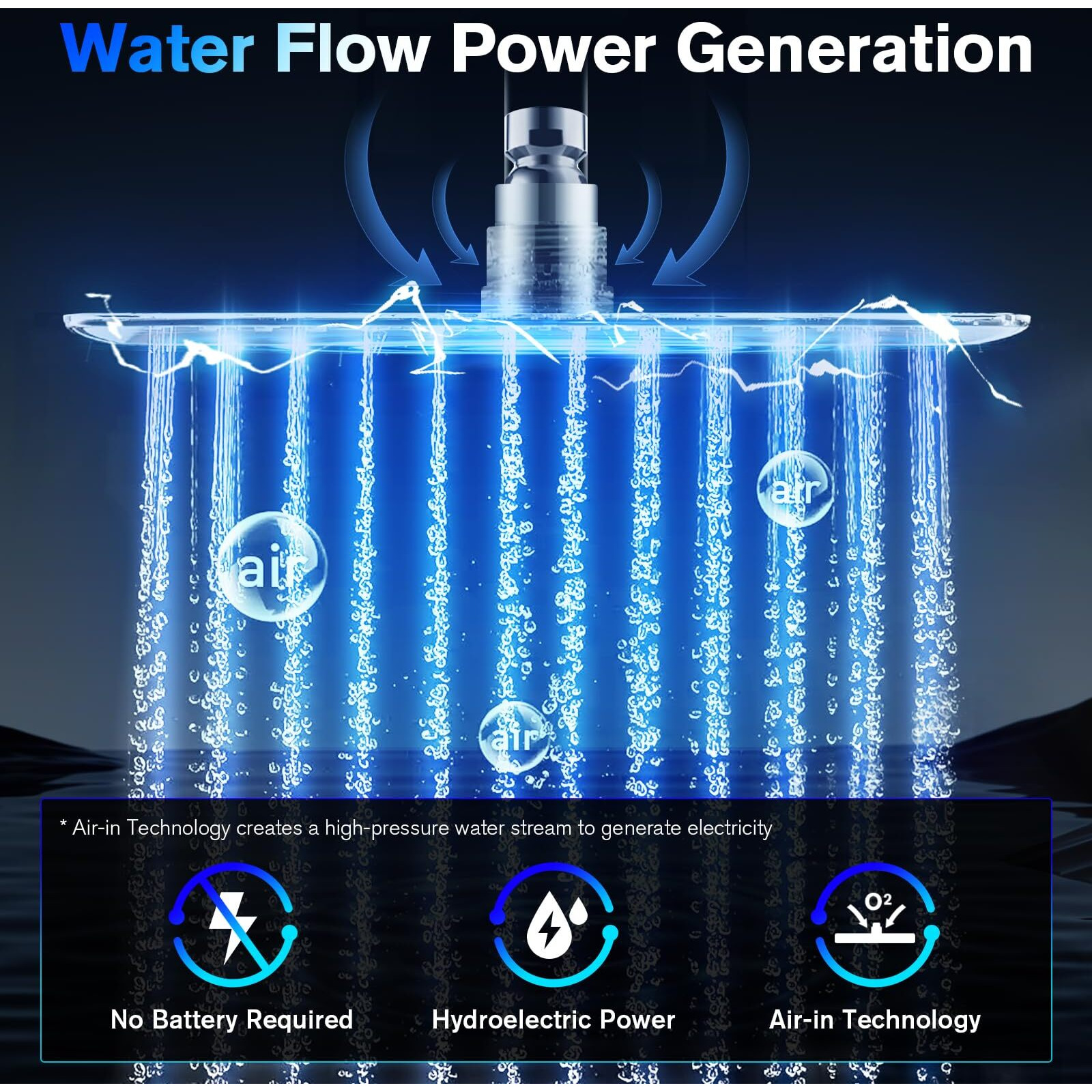 Huuke High Pressure 10 Rain Shower Head With Led  Chrome Square Anti-Clogging Fixed Shower Head  360Adjustable Brass Ball Joint & Auto-Color Changing Technology