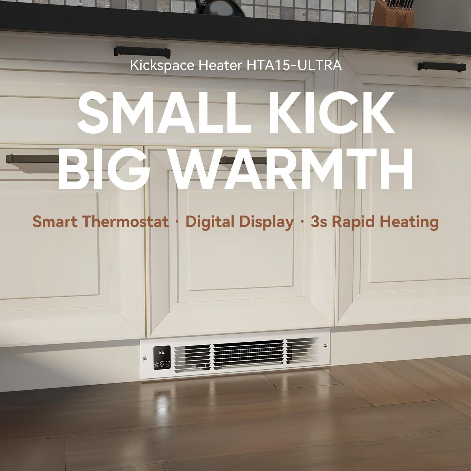 Airepush Electric Kickspace Heater With Built-In Thermostat And Timer  1500W Plinth Heater Hta15-Ultra For Cabinet Kickspaces  Vanities And Stairways  White