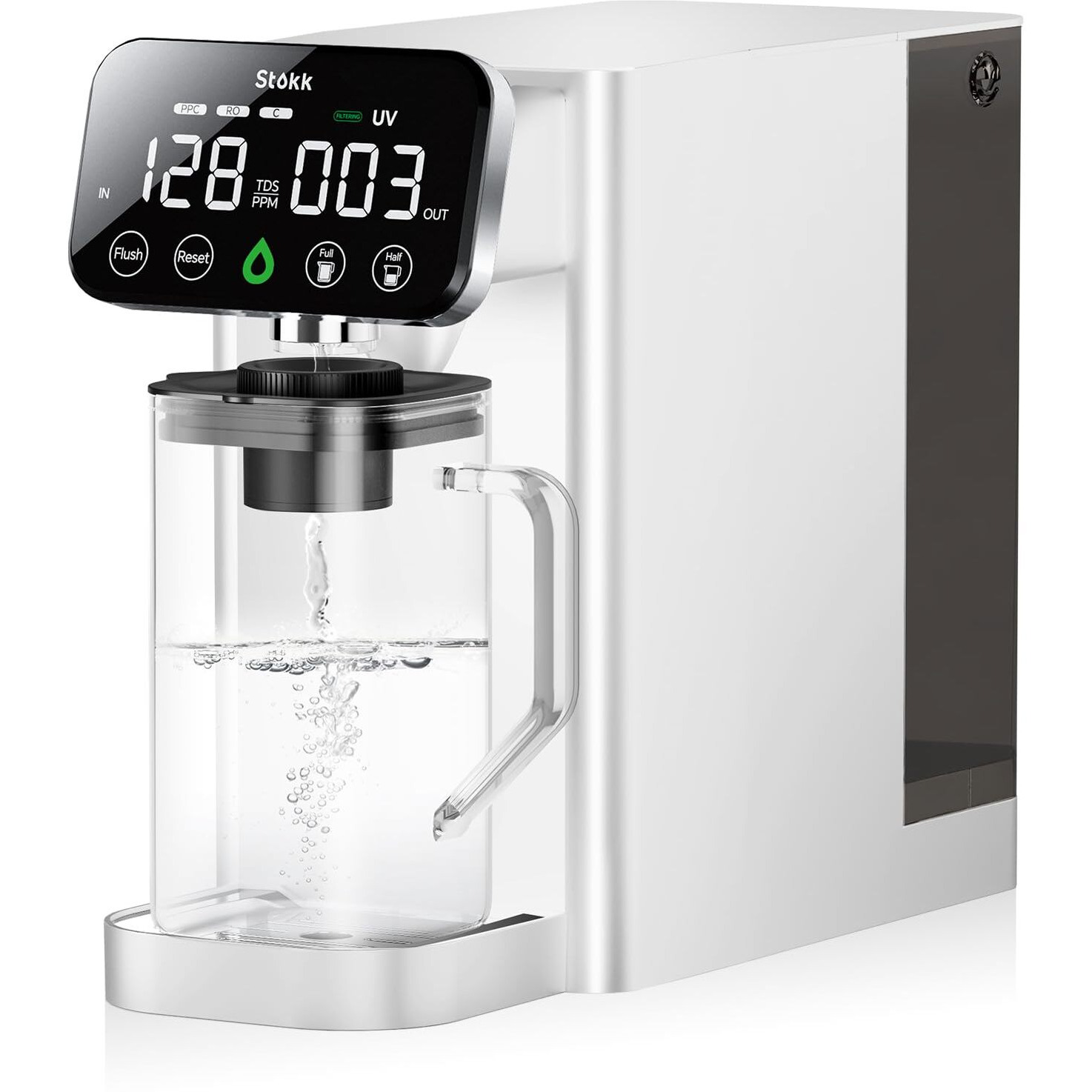 Stokk T1 Lite Uv Reverse Osmosis Water Filter Countertop  Reverse Osmosis System With Carafe Alkaline Boost  6-Stage Ro Water Filtration System  Nsf/Ansi 58&372  Reduce Tds Pfas Water Purifier (White)