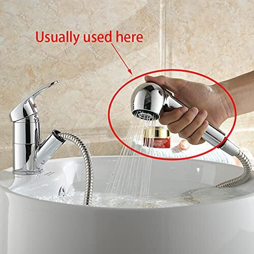 Kitchen Sink Pull Down Faucet Head Replacement 2-Functions Pull Out Sprayer Head Chrome  (Plating)