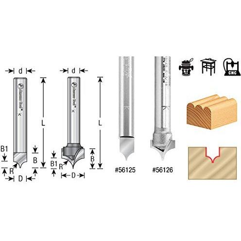 Amana Tool - 56141 Solid Carbide Pt. Cutting Roundover 1/32 Radius X 5/64 Dia X 3/16 X 1