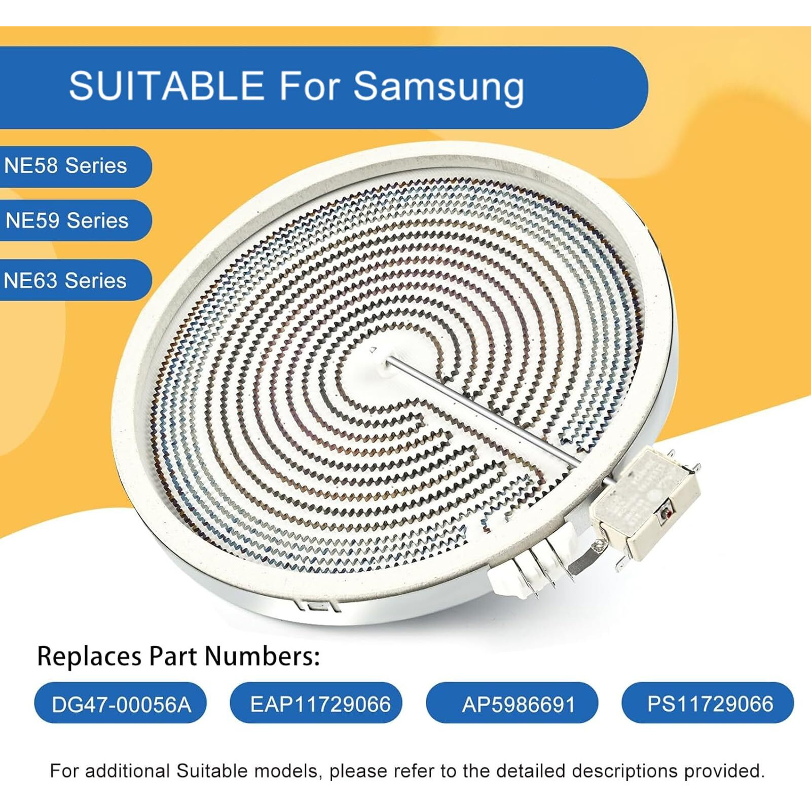 Upgraded Dg47-00064A Dg47-00056A Suitable For Samsung Electric Stove Range 12 Inch Electric Range Dual Radiant Surface Element Replacement Part Numbers Ap5986691 Eap11729066 Ps11729066
