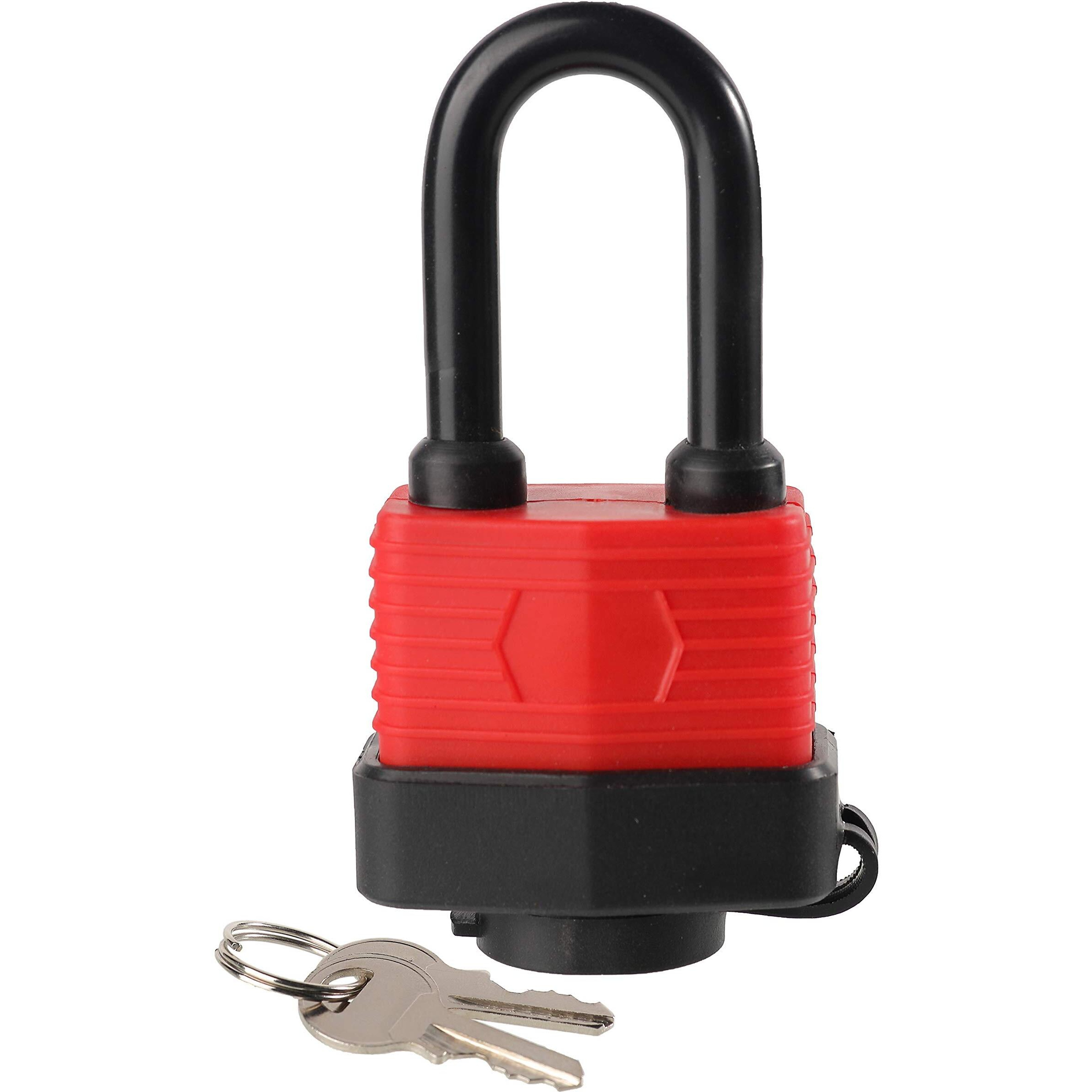 Heavy Duty Covered Laminated Steel Keyed Padlocks  Keyed Alike Locks  Waterproof Padlock For Outdoor Use  1-9/16 Inch Wide Body  Long Shackle-Pack Of 20