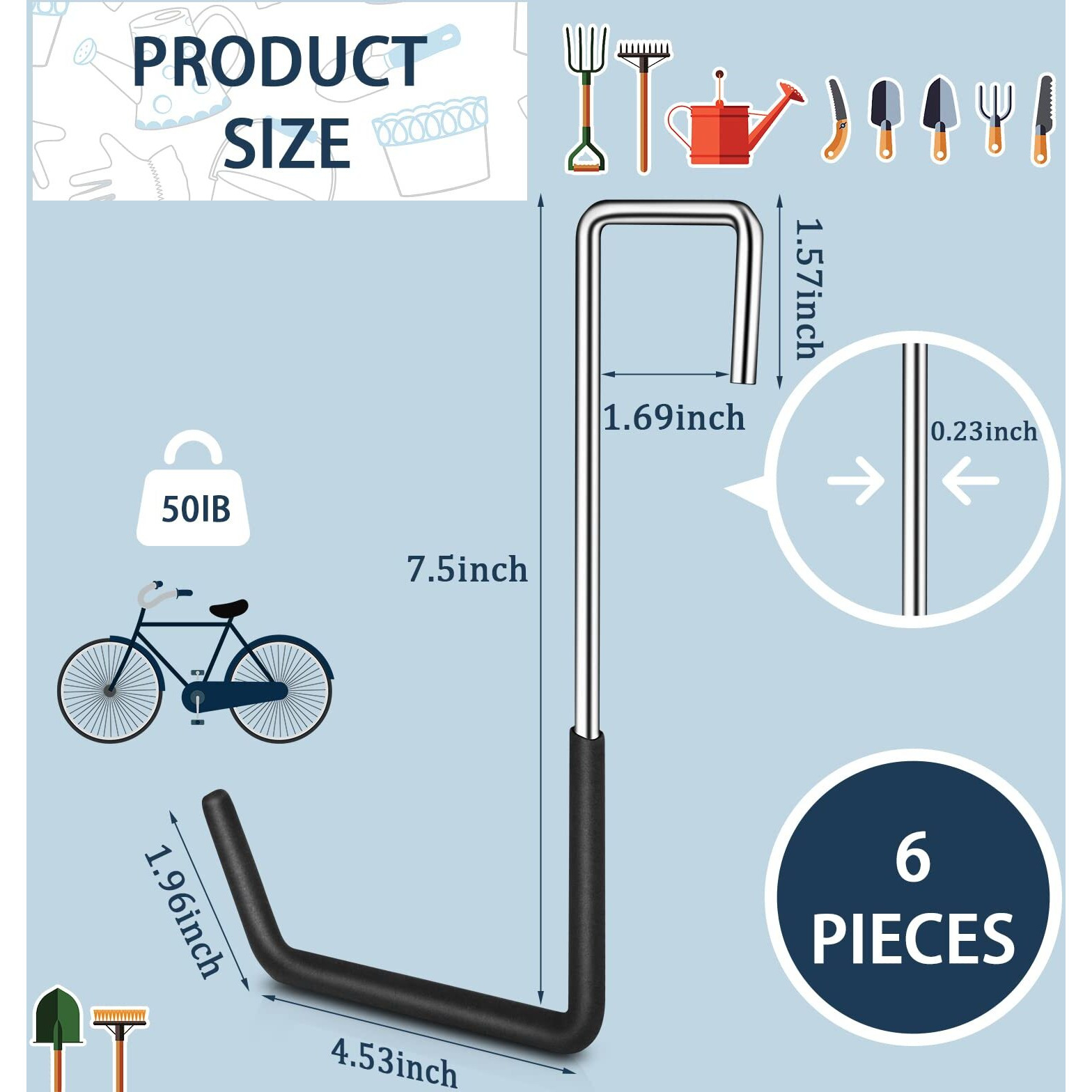 6 Pack Heavy Duty Rafter Hooks For Hanging Vinyl Coated Large S Hooks For Hanging Ladder Bike Hangers Garage Storage Organizer Black