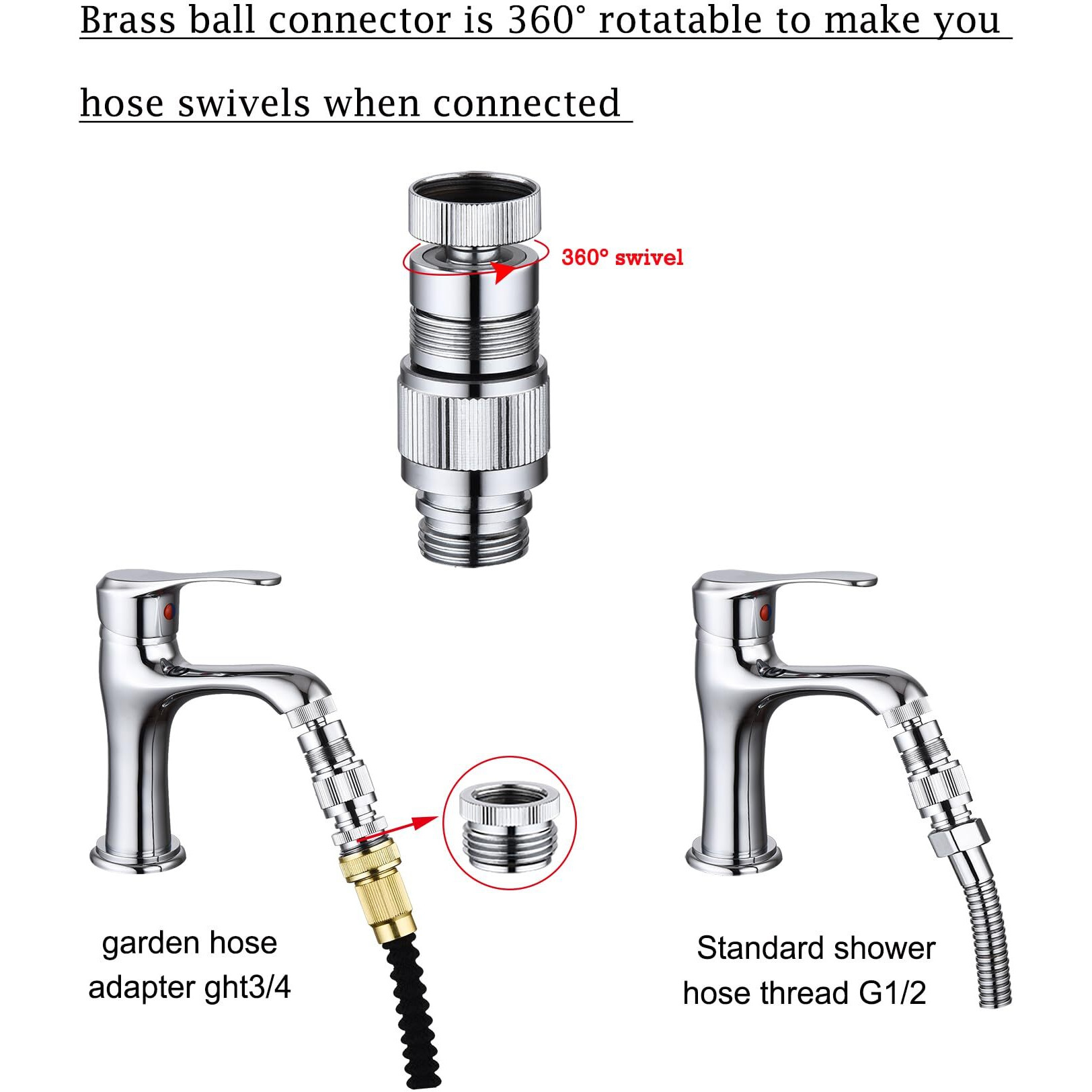 Walkinginrain Kitchen Sink Faucet Quick Connector  Dishwasher Washer Snap Coupling Adapter  Faucet To Garden Hose Adapter For Bathroom Kitchen/Shower Hose/Garden Hose