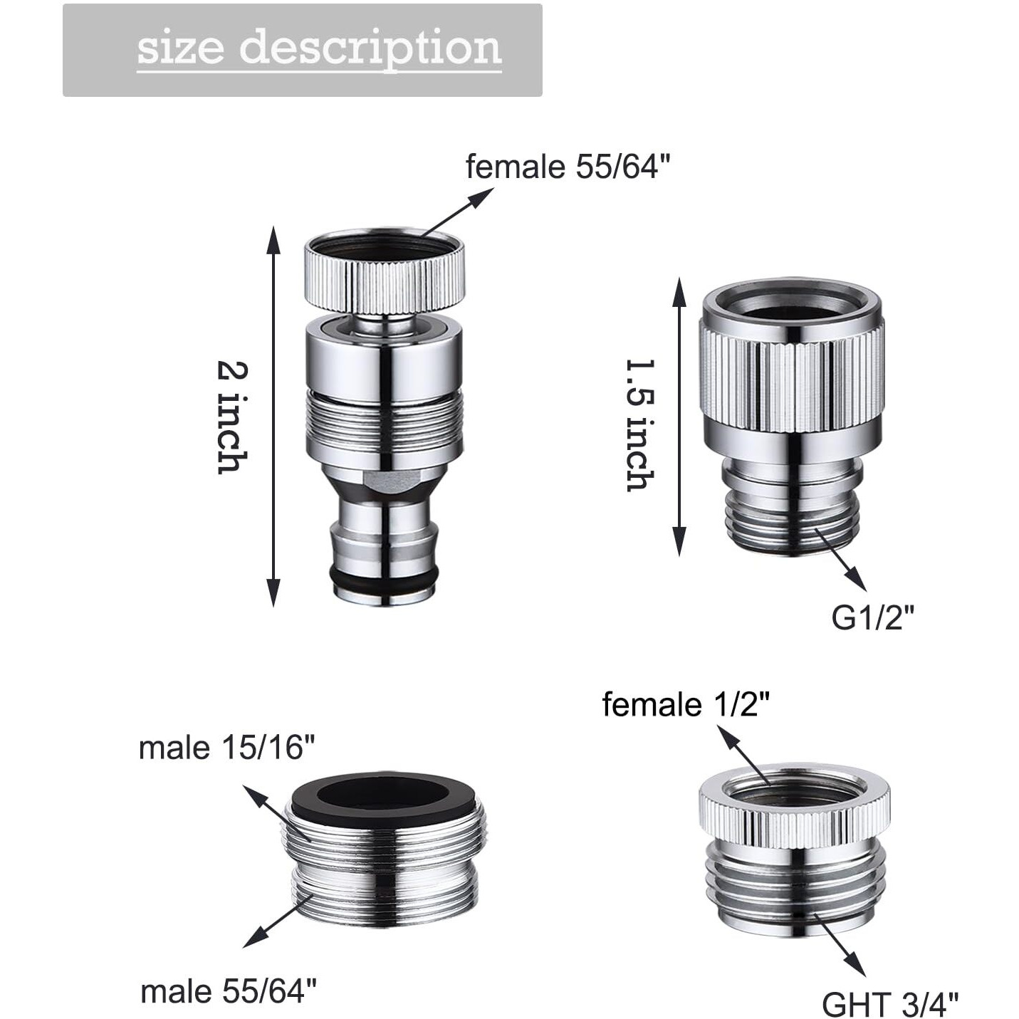 Walkinginrain Kitchen Sink Faucet Quick Connector  Dishwasher Washer Snap Coupling Adapter  Faucet To Garden Hose Adapter For Bathroom Kitchen/Shower Hose/Garden Hose