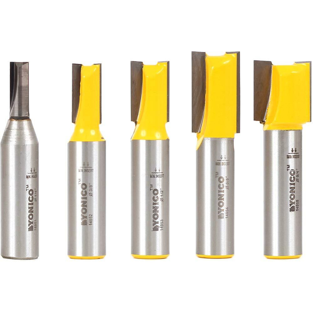 Yonico Straight Router Bits Set 5 Bit 1/2-Inch Shank 14522